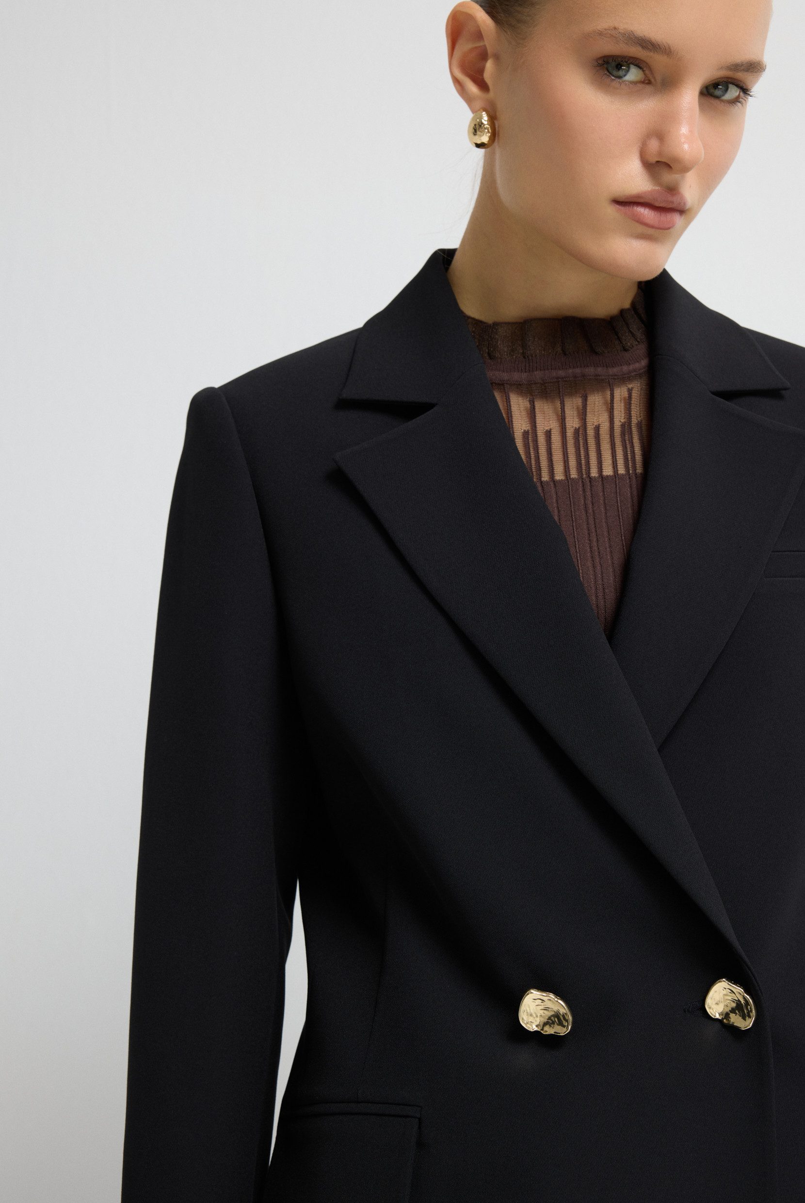 adL Kurzblazer Zweireihiger Blazer mit langen Ärmeln – Bild 4 von 5