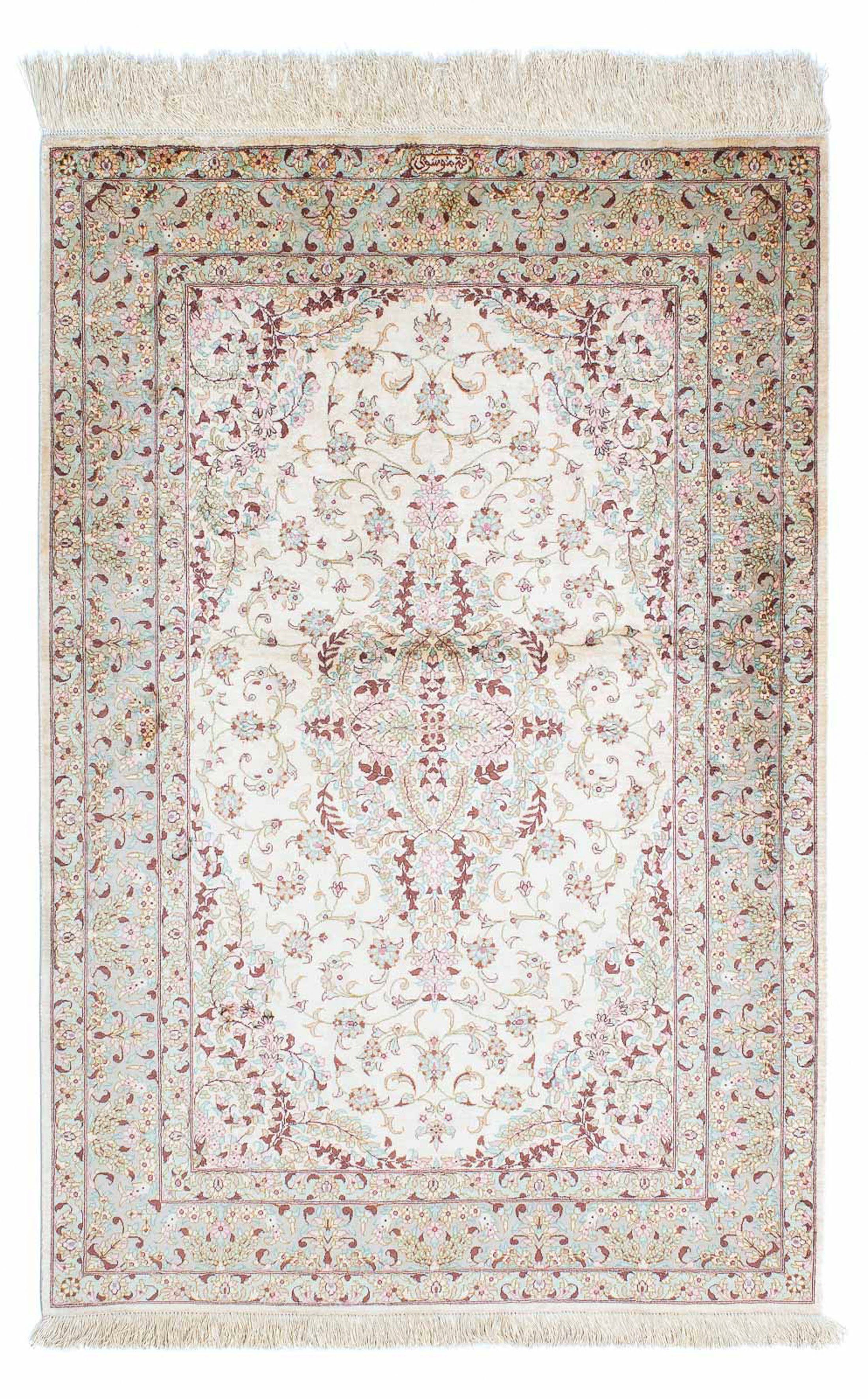 Orientteppich Perser - x rechteckig, beige, Zertifikat - morgenland, Wohnzimmer, mit Einzelstück Ghom 147 Handgeknüpft, Höhe: 98 10 cm - mm