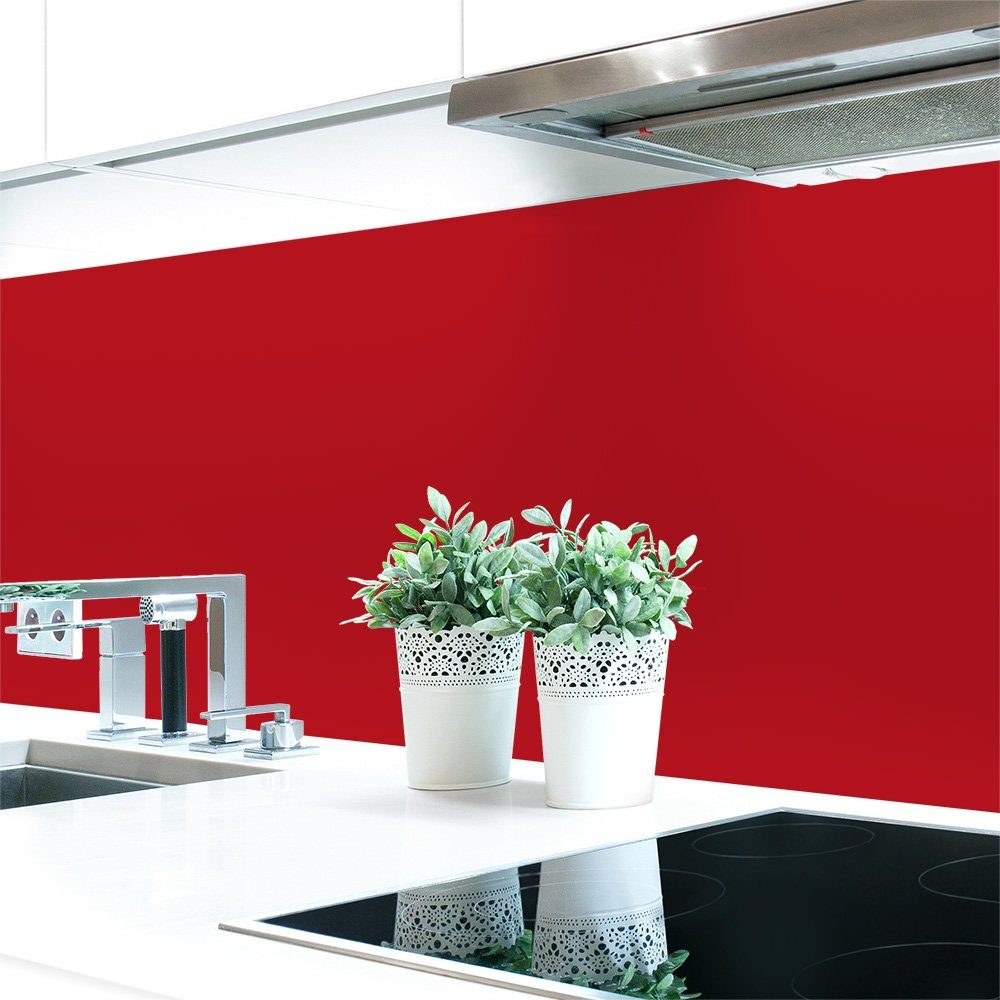 DRUCK-EXPERT Küchenrückwand Küchenrückwand Rottöne Unifarben Premium Hart-PVC 0,4 mm selbstklebend Karminrot ~ RAL 3002