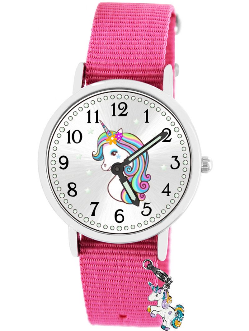 Brecjon Quarzuhr Kinder Armbanduhr Einhorn mit Charms Leuchtsterne Wechselarmband 5ATM, Mix und Match Design - kostenloser Versand