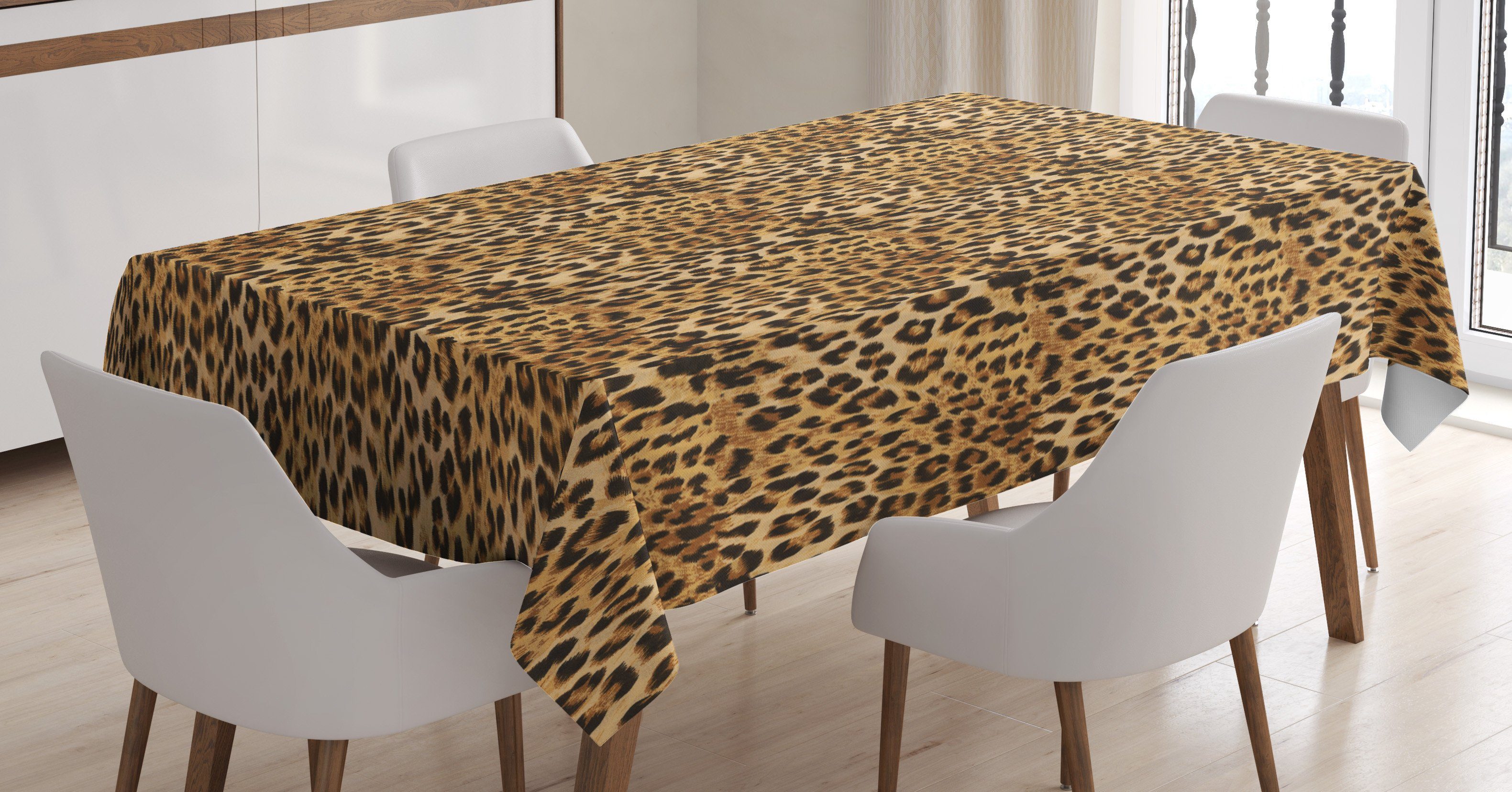 Farbfest geeignet Bereich Für den Klare Waschbar Abakuhaus Leopard-Druck Farben, Tischdecke Außen Braun