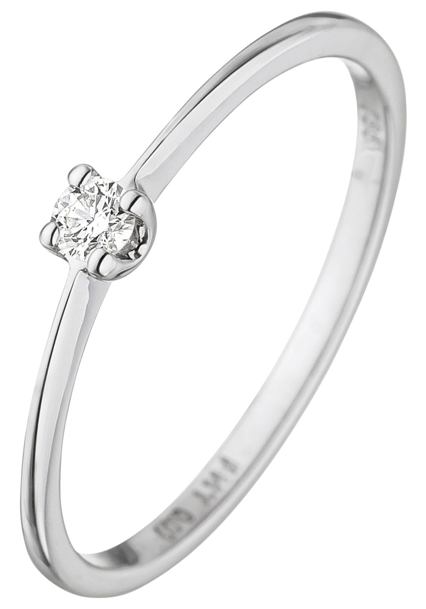 JOBO Diamantring Ring Weißgoldring schmal zart, 585 Weißgold mit Diamant