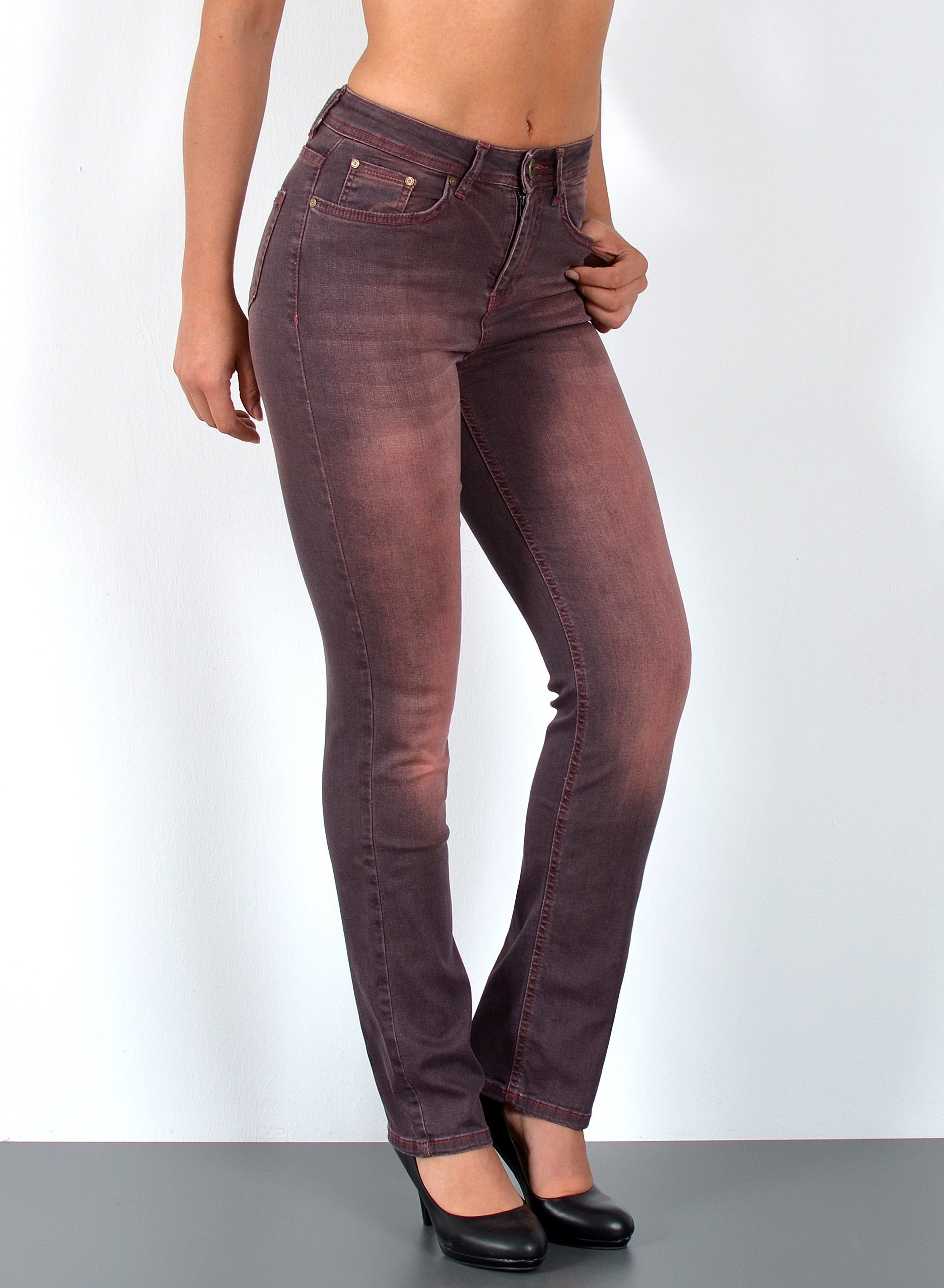 Straight-Jeans Premium High Waist Jeans Damen Straight Leg Hosen Stretch-Jeans G8