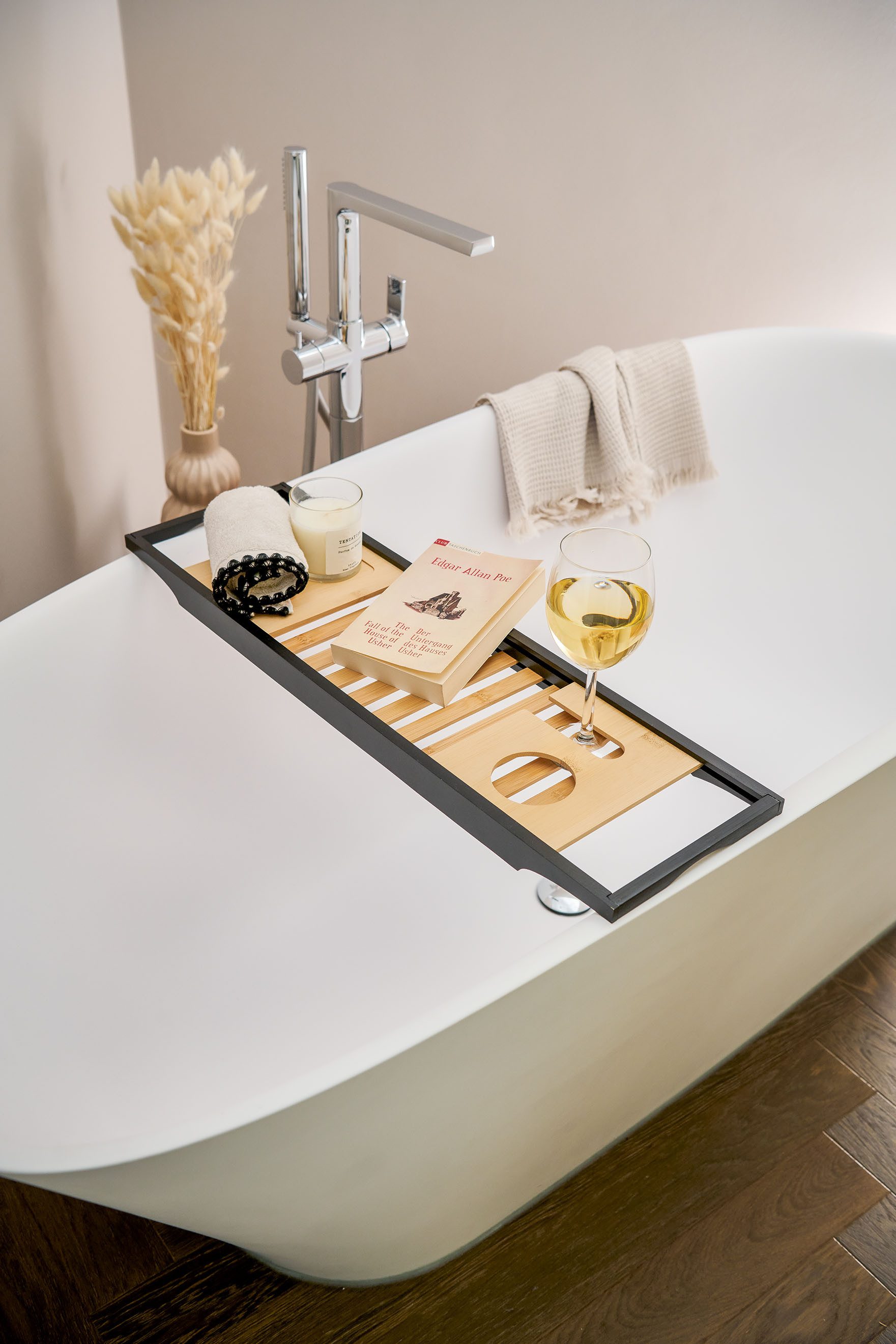 Zeller Present Badaccessoire-Set Badewannenablage, Bambus, schwarz günstig online kaufen