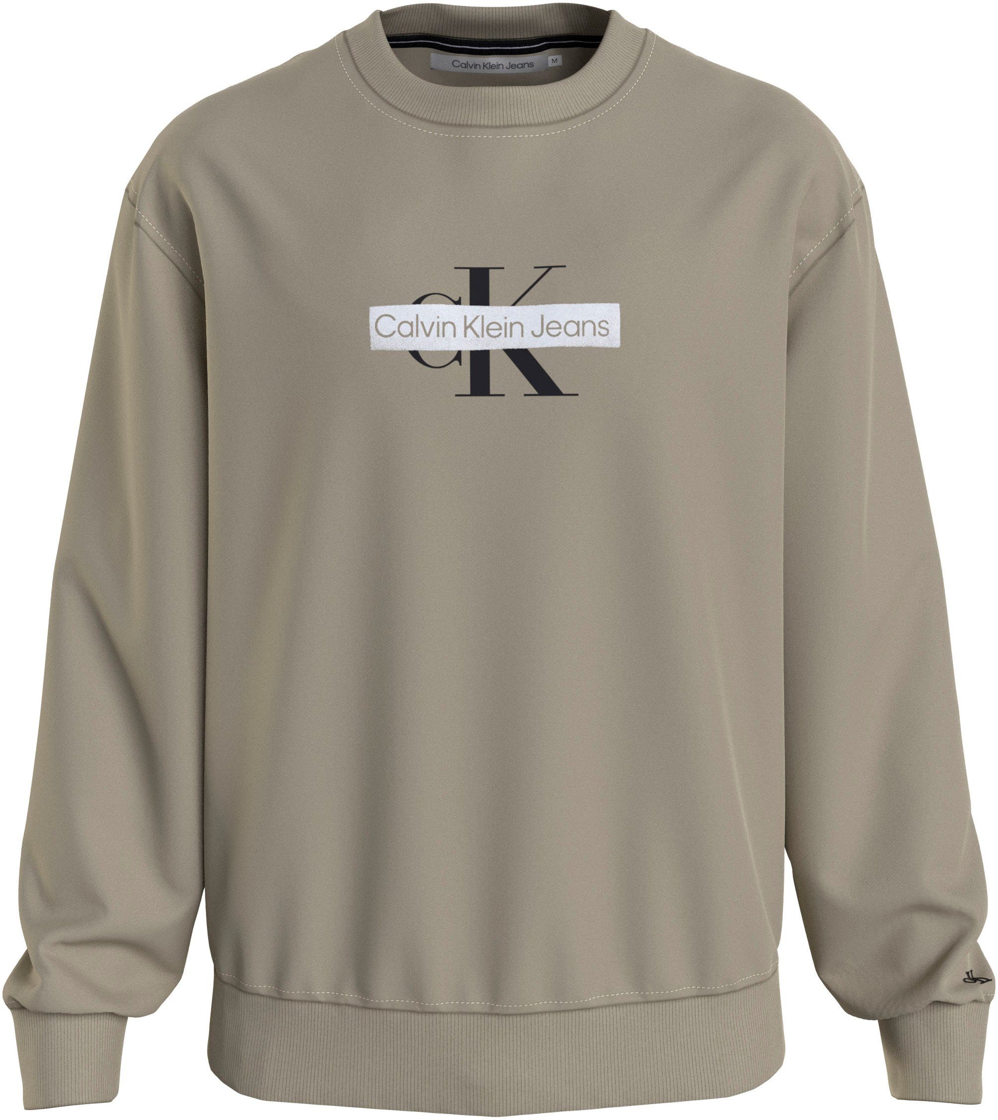 Sweatshirt CREW beige NECK STENCIL Jeans Calvin Klein MONOLOGO