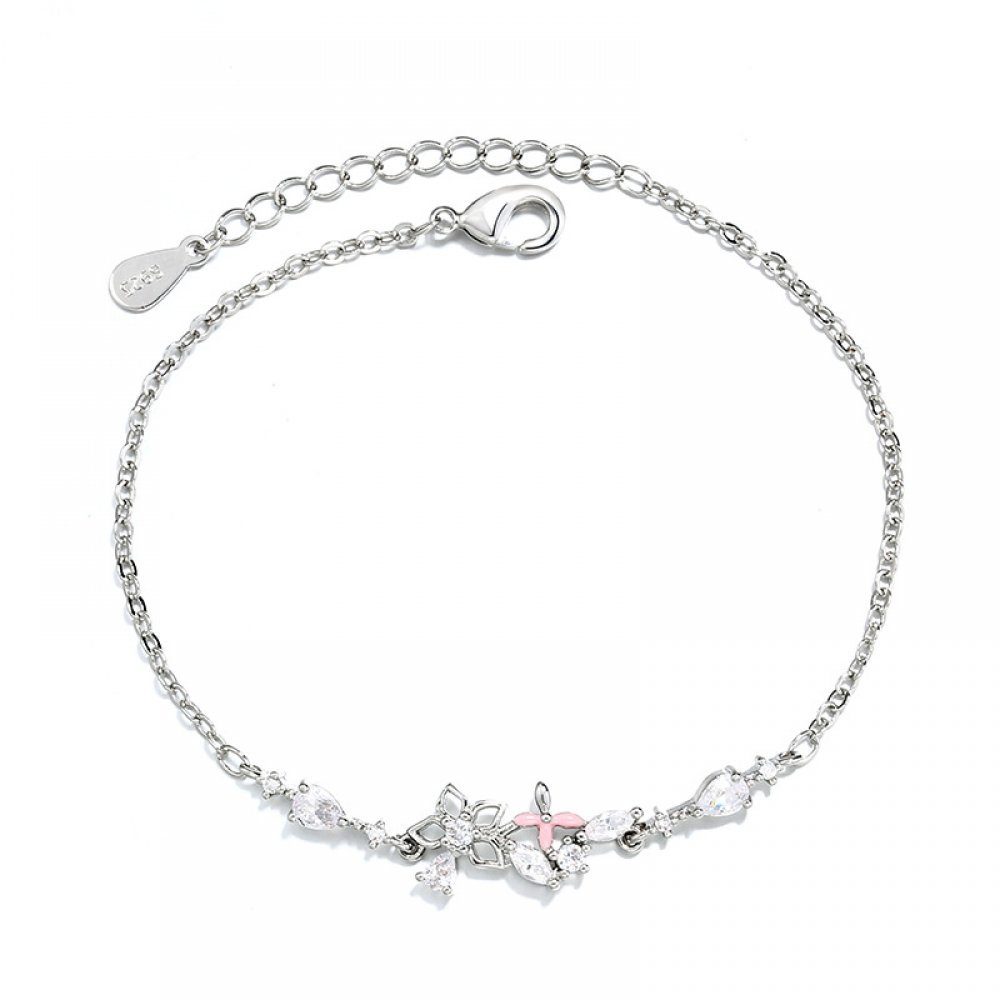Invanter Bettelarmband Einfache und süße rosa Schmetterling Kirschblüte Armband, inkl.Geschenkbo,Valentinstagsgeschenke, Geburtstagsgeschenke für sie