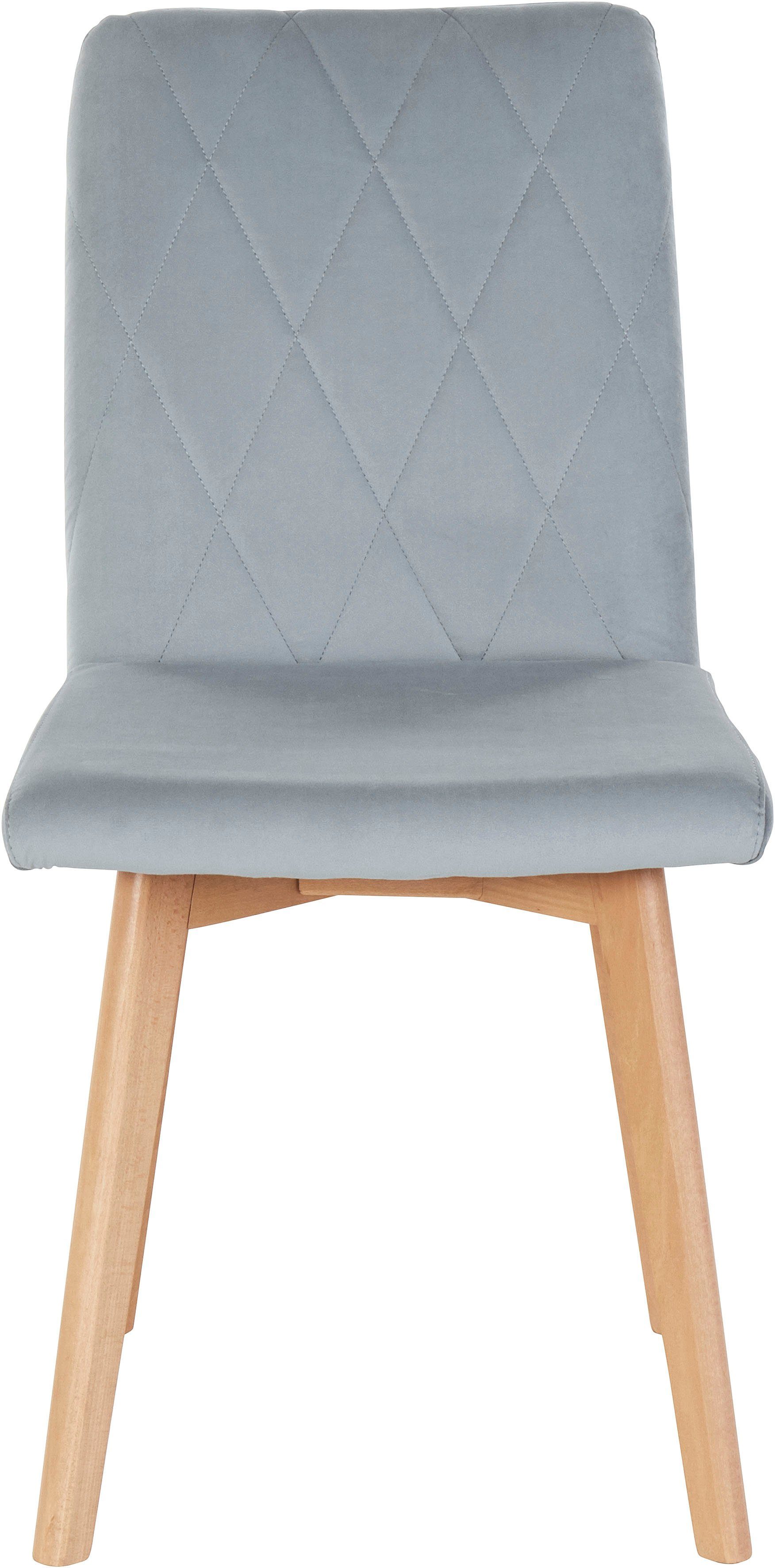 Home affaire 4-Fußstuhl Brest (Set, 2 St), Sitz und Rücken gepolstert, Rautensteppung im Rueckenlehne