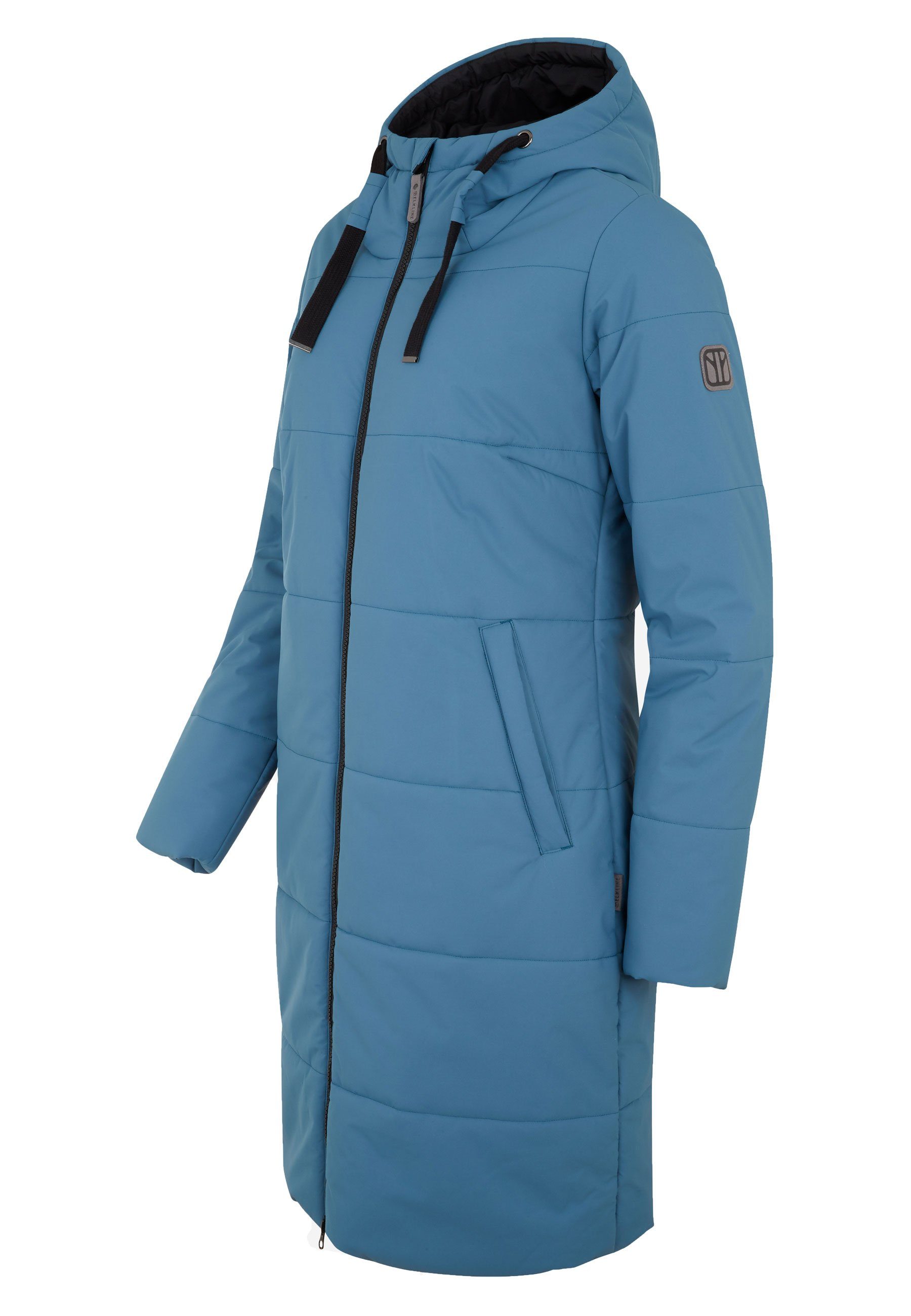 Elkline Winterjacke Comfort leichter Mantel, langer coral 2-Wege-Reißverschluss blue