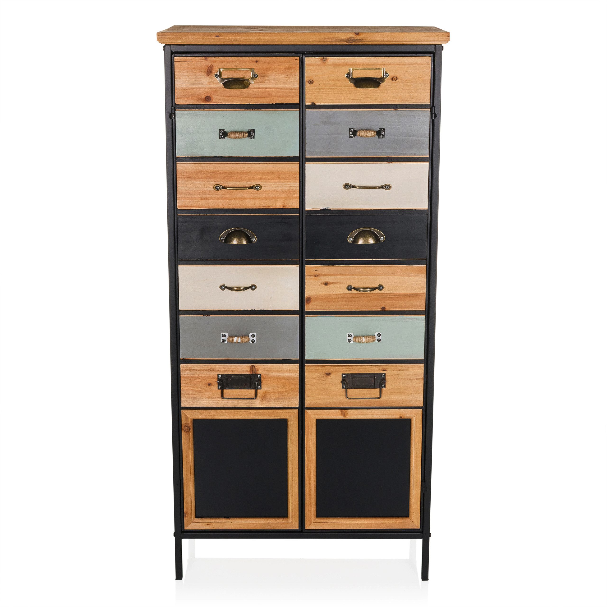hjh LIVING Kommode CONTINENTO HIGH Sideboard H/B/T:, Highboard Schrank im Vintage-Stil mit Doppeltüre, Schubladenimitation