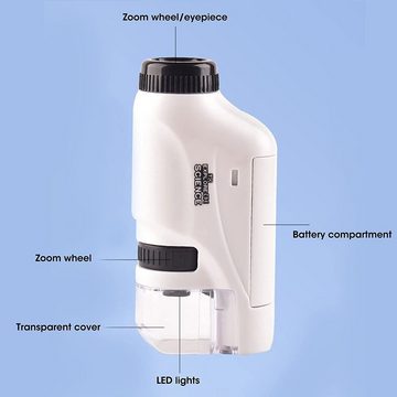 autolock Tragbares 60x-120x LED Taschenmikroskop mit asphärischem Linsensystem Taschenmikroskop (Handmikroskop mit Licht,die beste Lernspielzeug für Kinder)