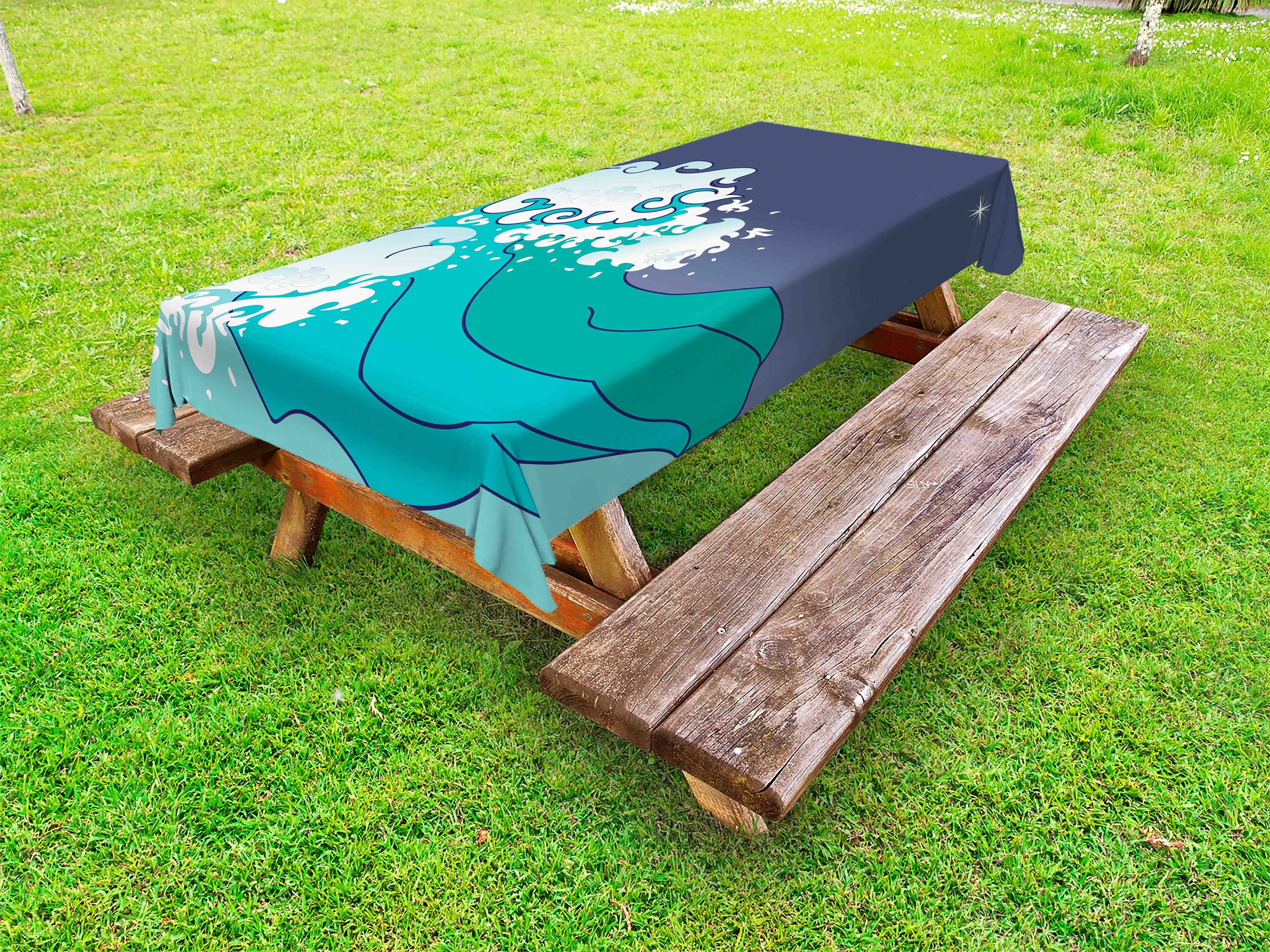 Abakuhaus Tischdecke dekorative waschbare Picknick-Tischdecke, japanische Welle Ozean-Locken Meer Wellen