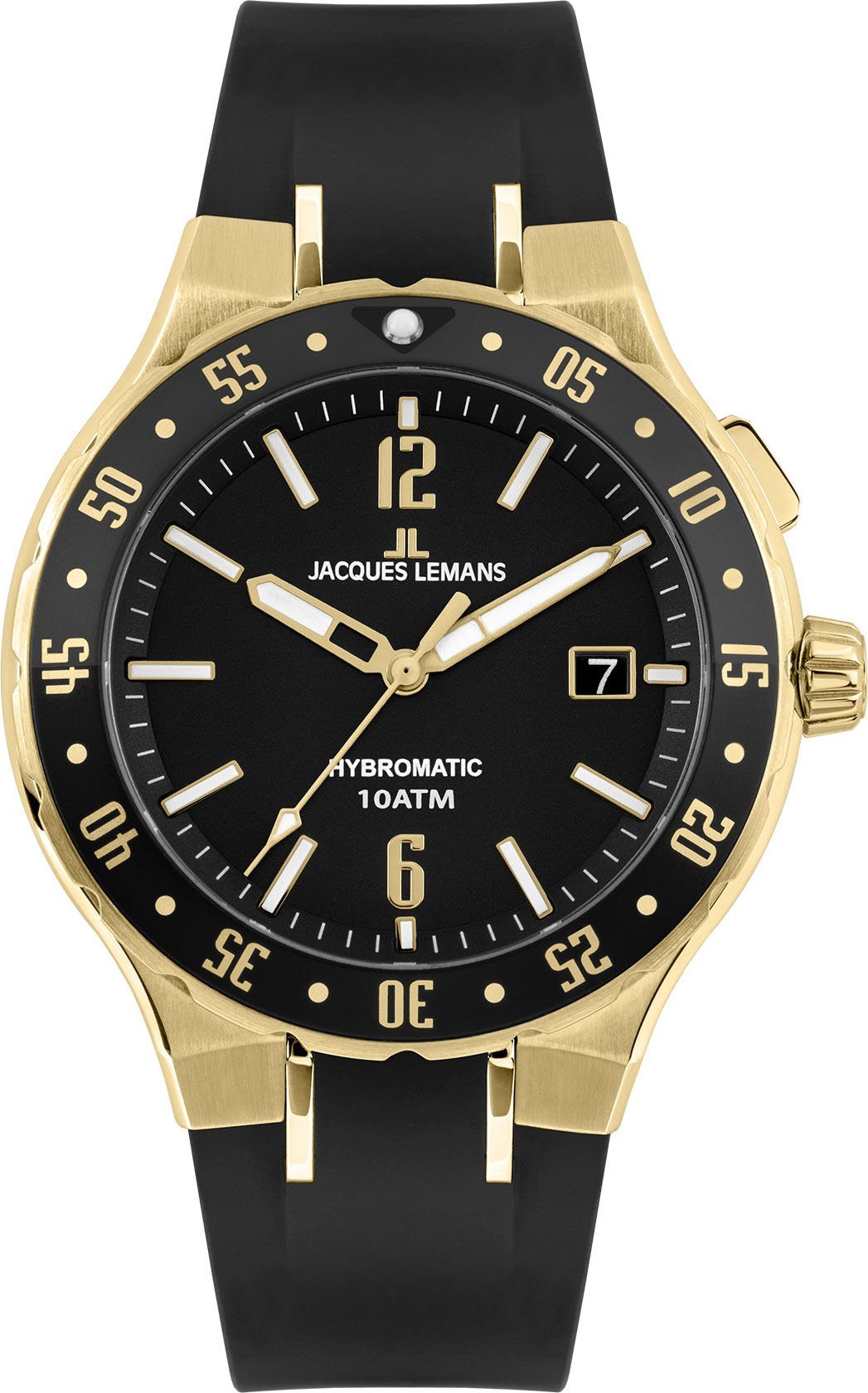Jacques Lemans Kineticuhr Hybromatic, 1-2109E gold, schwarz | Armbanduhren