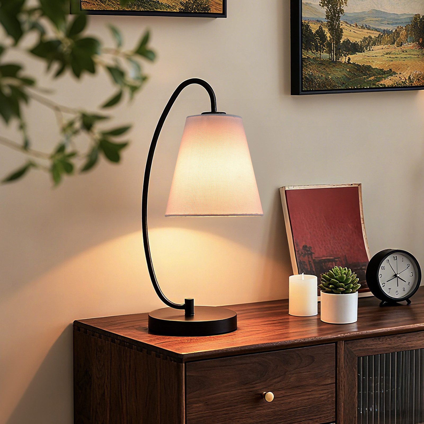 STANBOW Tischleuchte Tischlampe, Skandinavisch-Minimalistisch, Lesen, Entspannen& Dekor, ohne Leuchtmittel, 53 cm, E27, Schwarz/Weiß, für Schreibtisch & Nachttisch