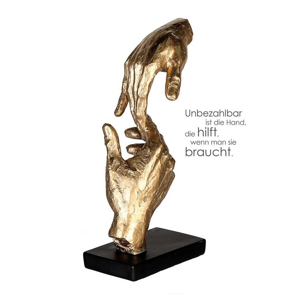 Casablanca by Gilde Dekofigur Skulptur Two Hands, gold/schwarz (1 St),  Dekoobjekt, Höhe 29, Hände, mit Spruchanhänger, Wohnzimmer, Perfektes  Geschenk für Freunde und Familie