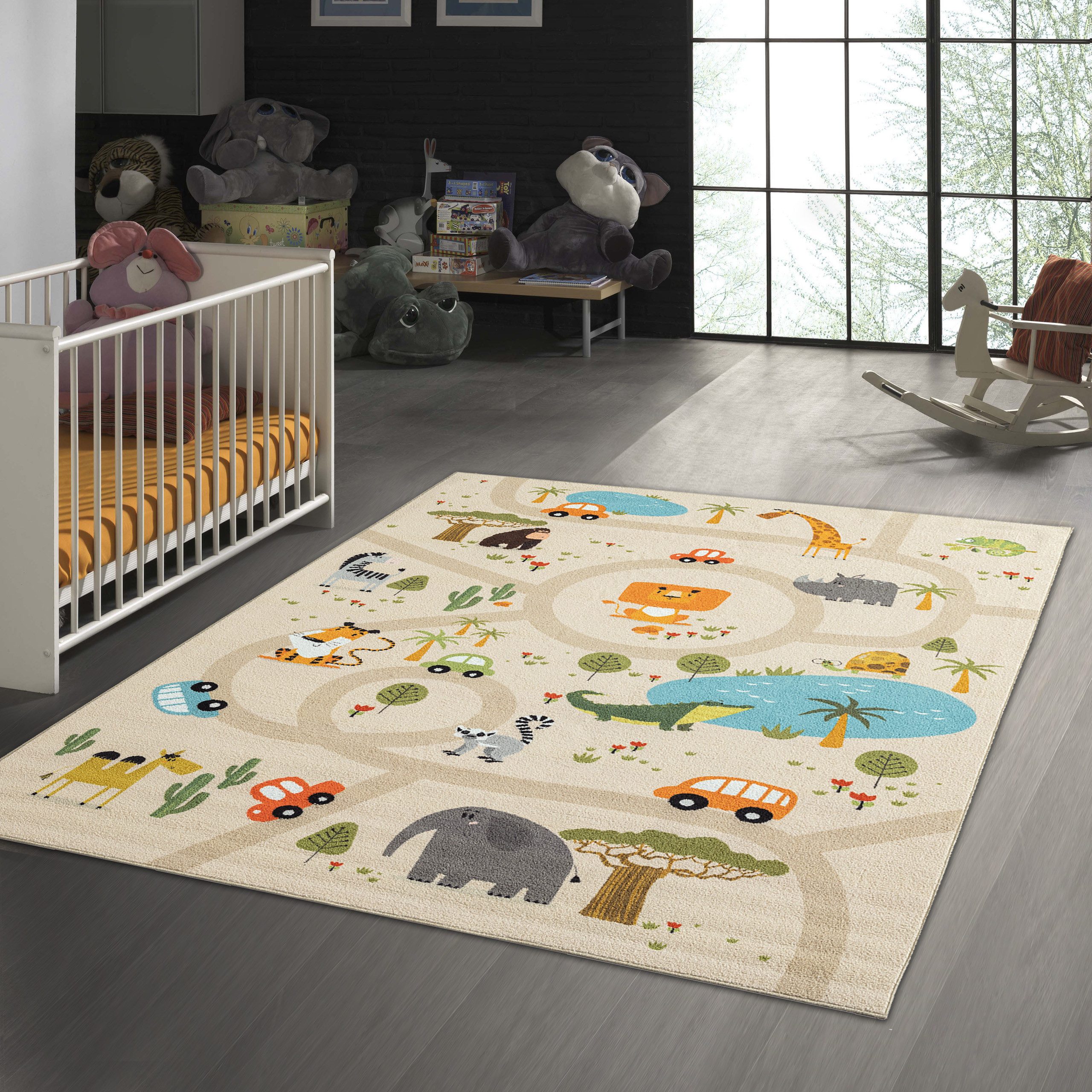 TeppichHome24 Kinderteppich Rutschfester Kinder-Spielteppich in beige, günstig online kaufen