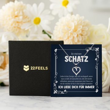 22Feels Schmuckset Frauen Halskette Schmuckgeschenk Hochzeitstag Jahrestag Valentinstag, Echt-Silber 925/000, Karte Made In Germany