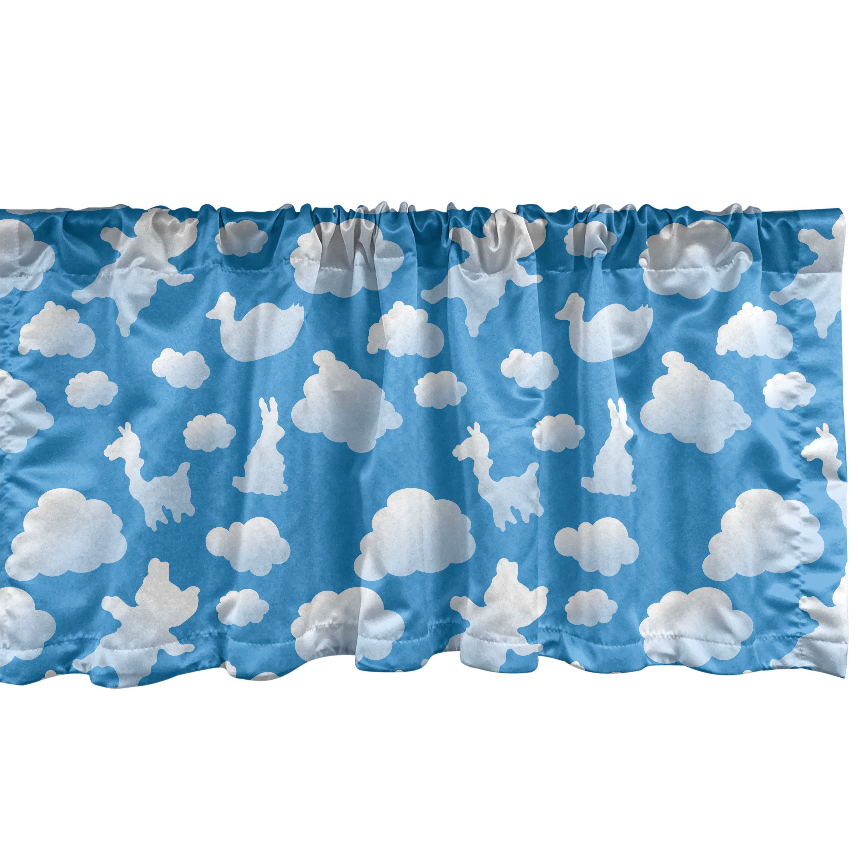 Scheibengardine Vorhang Volant für Küche Schlafzimmer Dekor mit Stangentasche, Abakuhaus, Microfaser, Wolke Wolken Ente Bär und Kaninchen
