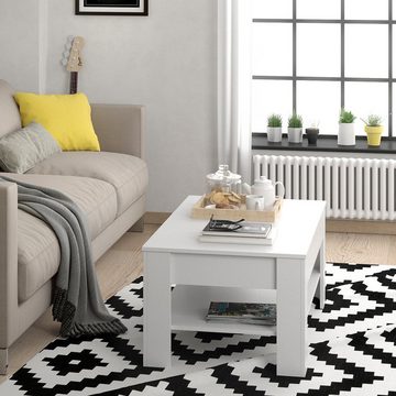 Vicco Couchtisch Wohnzimmertisch Schublade Beistelltisch 100 x 60 cm Weiß
