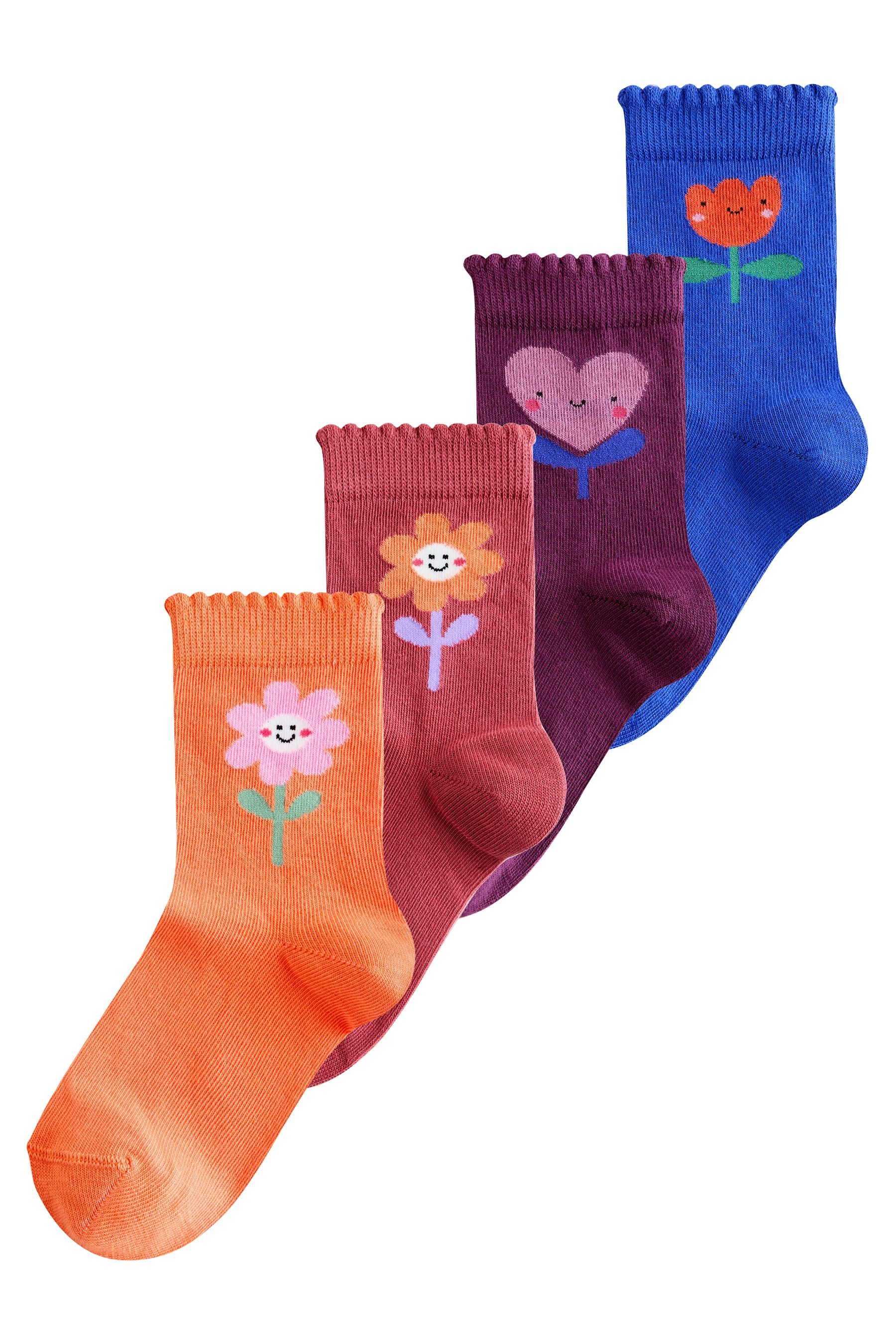Next Kurzsocken Söckchen mit Blumen- und Herz-Print im 4er-Pack (4-Paar)