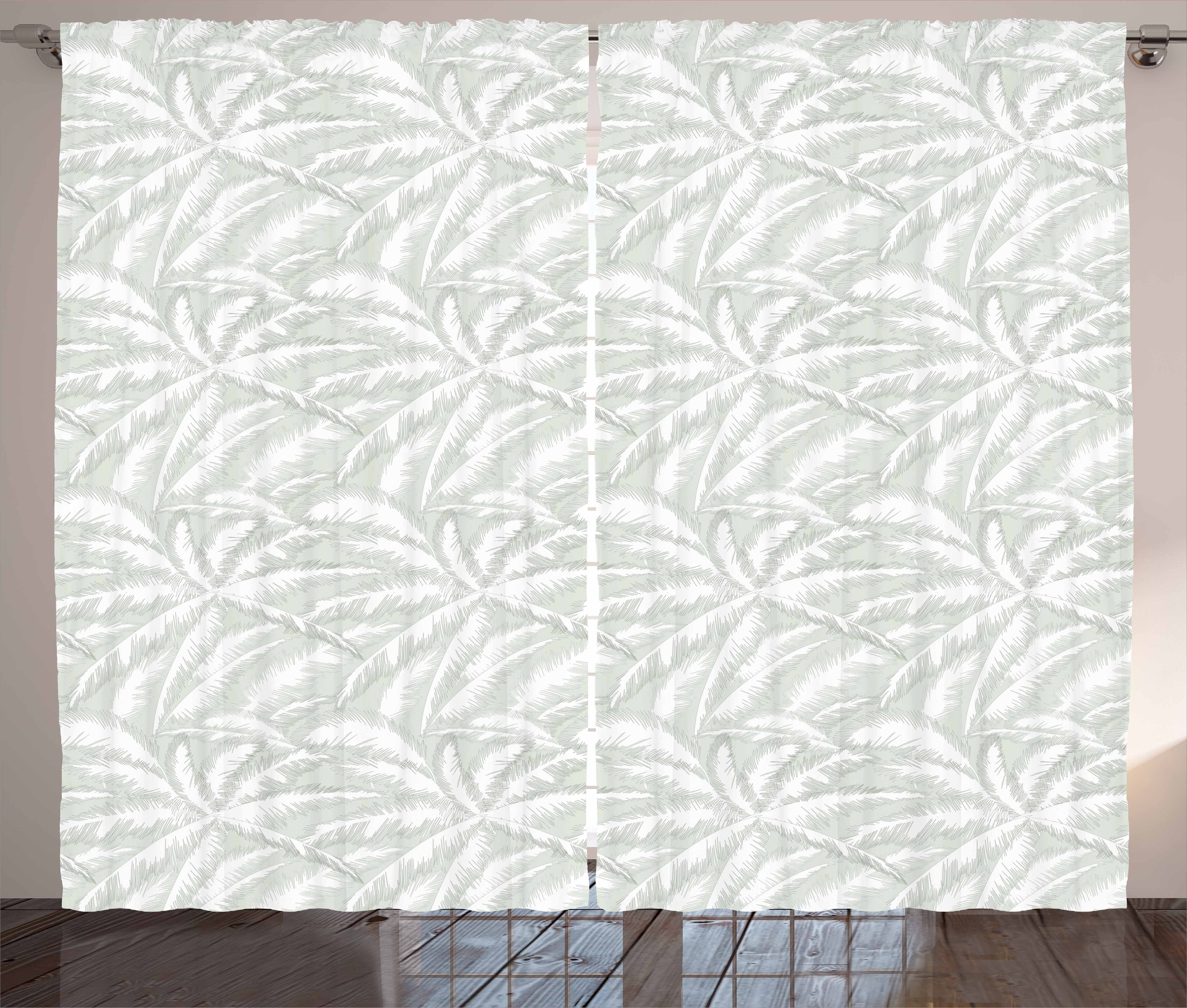 Gardine Schlafzimmer Kräuselband Vorhang mit Schlaufen und Haken, Abakuhaus, Palme Abstrakt Pale Leafage