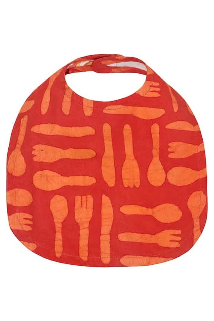 Global Mamas Lätzchen Bio Baby - Silverware - Orange, Handgefertigt in Ghana · recyceltes Glas · Unikat · Fair Trade (WFTO)