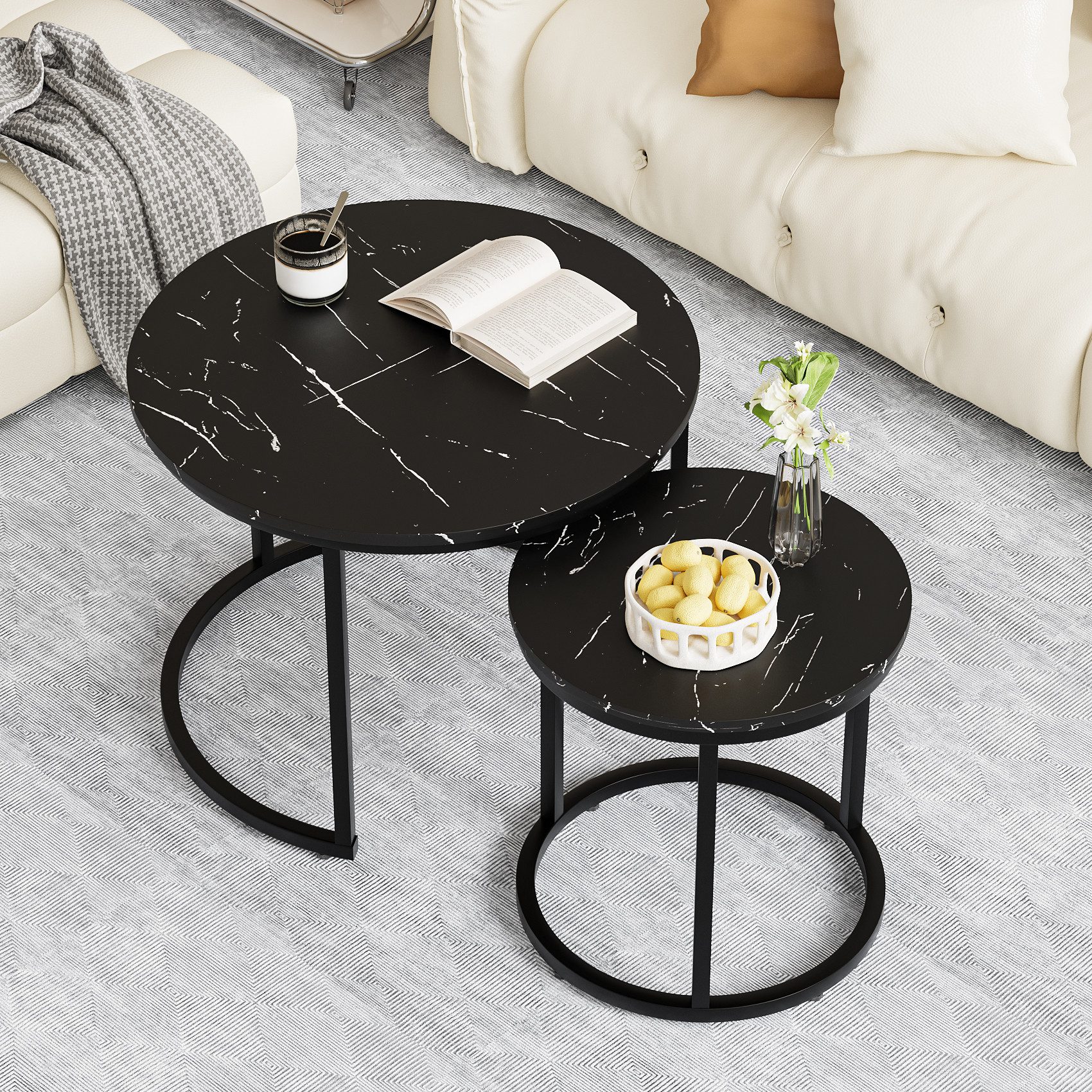 Semiocthome Couchtisch 2 runden Tischen mit günstig online kaufen