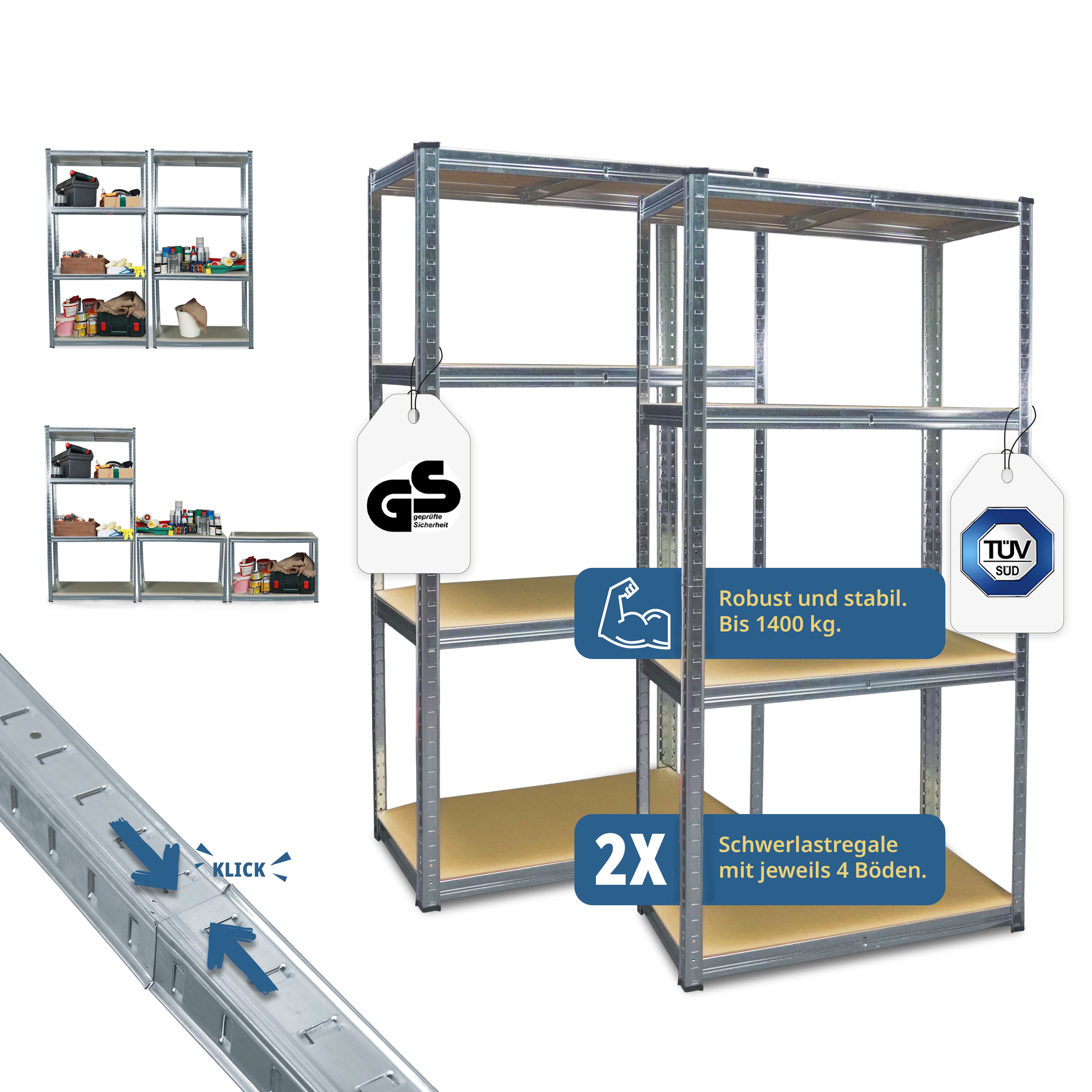 Grafner Schwerlastregal Schwerlastregal Lagerregal 2er Set Regal 10 Böden günstig online kaufen