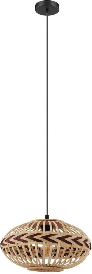 EGLO Hängeleuchte »Dondarrion«, Holzkorb geflochten, Natur, Braun, Vintage, Hygge, Boho, 1-flammig