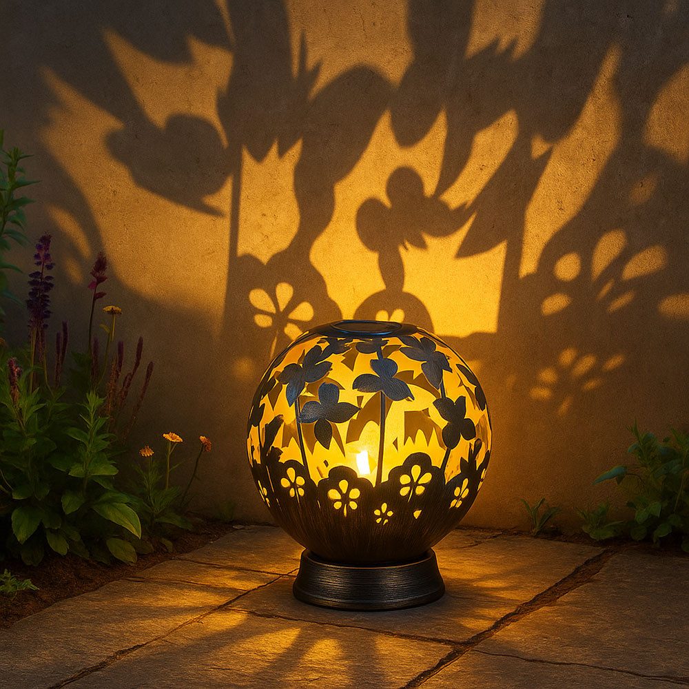 etc-shop LED Solarleuchte, LED-Leuchtmittel fest verbaut, Warmweiß, Solarlampen für Außen Balkon Deko Gartendeko Metall Solarleuchte