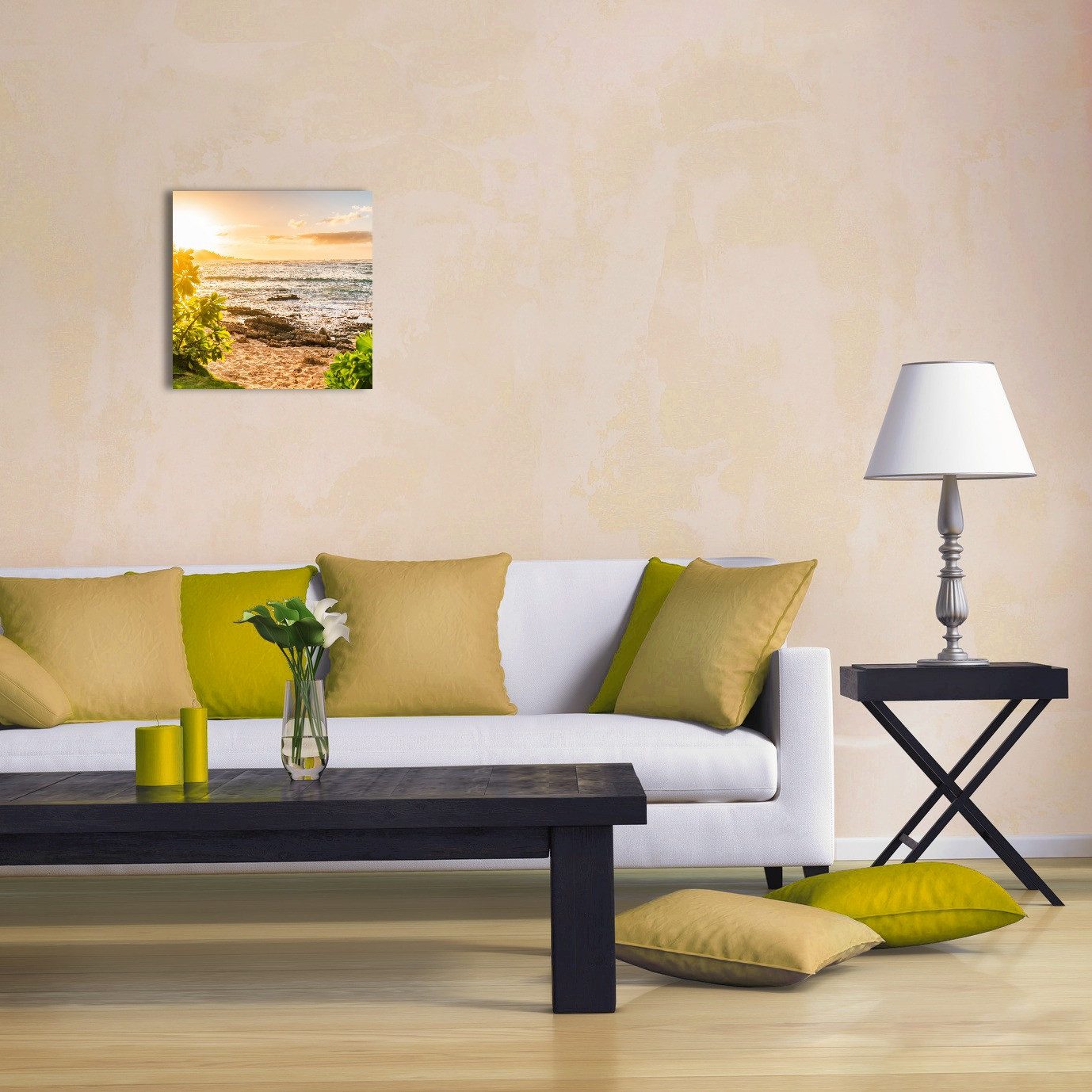 Wallario Glasbild, Strand im Morgenlicht, in verschiedenen Ausführungen