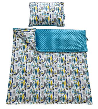 Kinderdecke Kinderdecke Krabbeldecke Kinderbettdecke 100x135cm mit Kopfkissen 40x50cm, RoKo-Textilien, mit Bänder