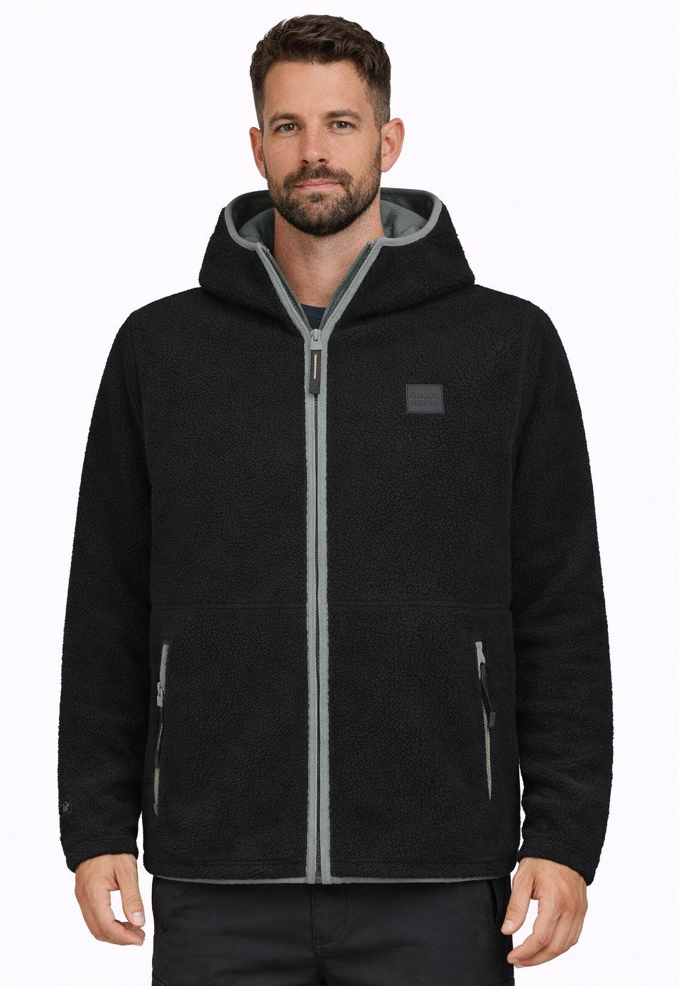 SUBLEVEL Fleecejacke Herren mit Teddyfleece Fleece Jacke Outdoor Freizeit