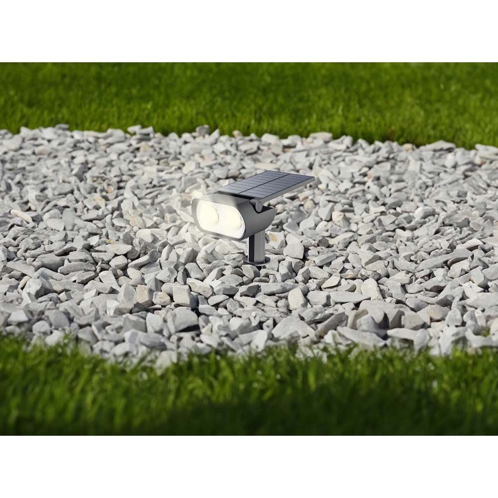 GLOBO LIGHTING LED Solarleuchte, LED-Leuchtmittel fest verbaut, Neutralweiß, Solarleuchte Steckleuchte Gartenleuchte LED Wandmontage Erdspieß IP65