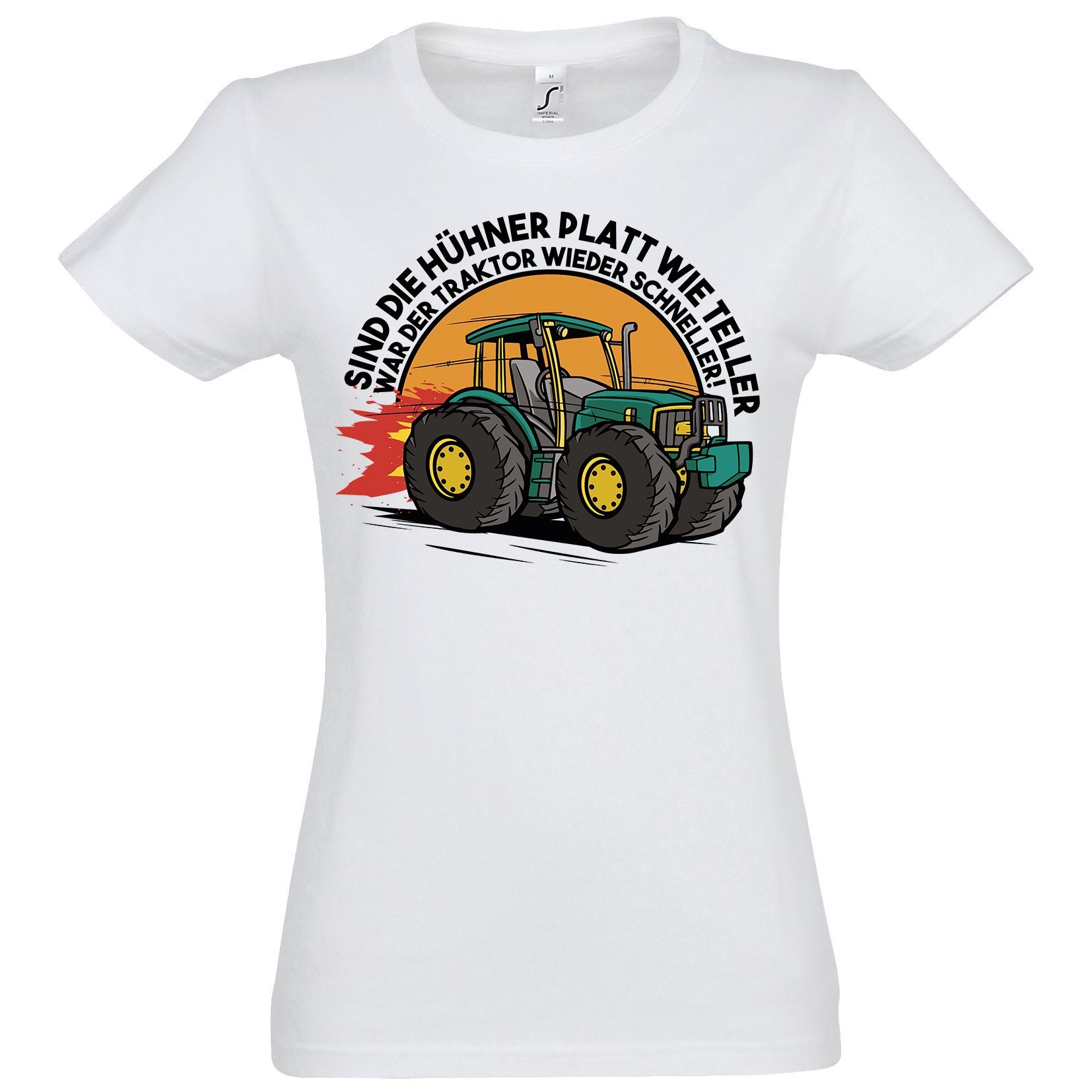 Youth Designz T-Shirt Traktor Farmer Damen Shirt mit lustigem Spruch Aufdruck Weiß