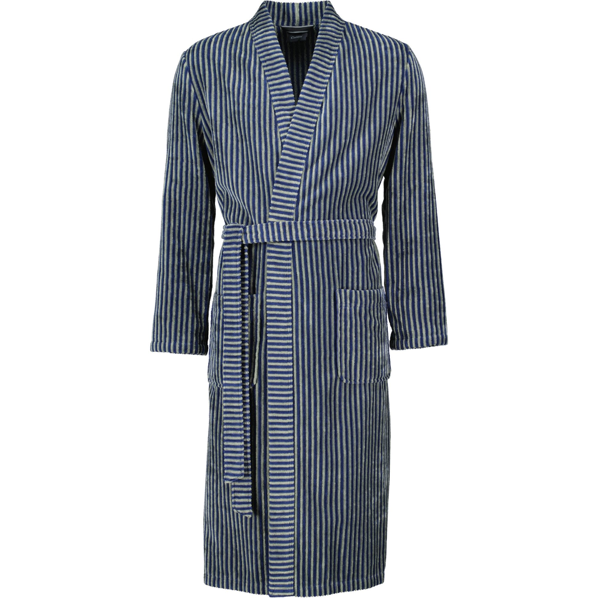 Cawö Herrenbademantel Streifen 4854 Kimono Velours, Kimono, 100% Baumwolle