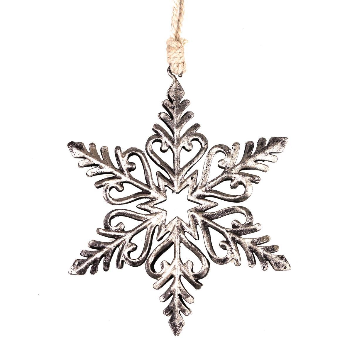 440s Christbaumschmuck 440s Schneeflocken Stern aus Blech, ca. 11 cm D (1-tlg)