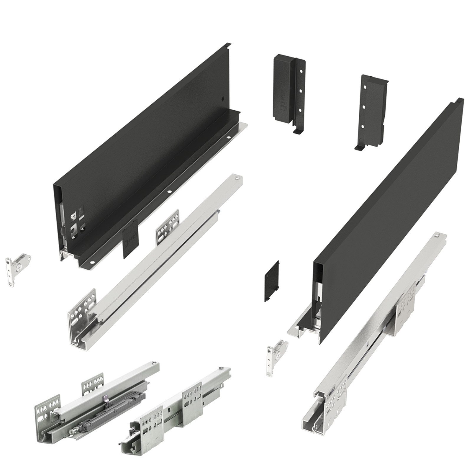 SO-TECH® Schublade Schubladensystem JUNKER SLIM Höhe 116 mm Push to Open, 35kg, Tiefe 550 mm, Zargenbreite 13 mm, anthrazit
