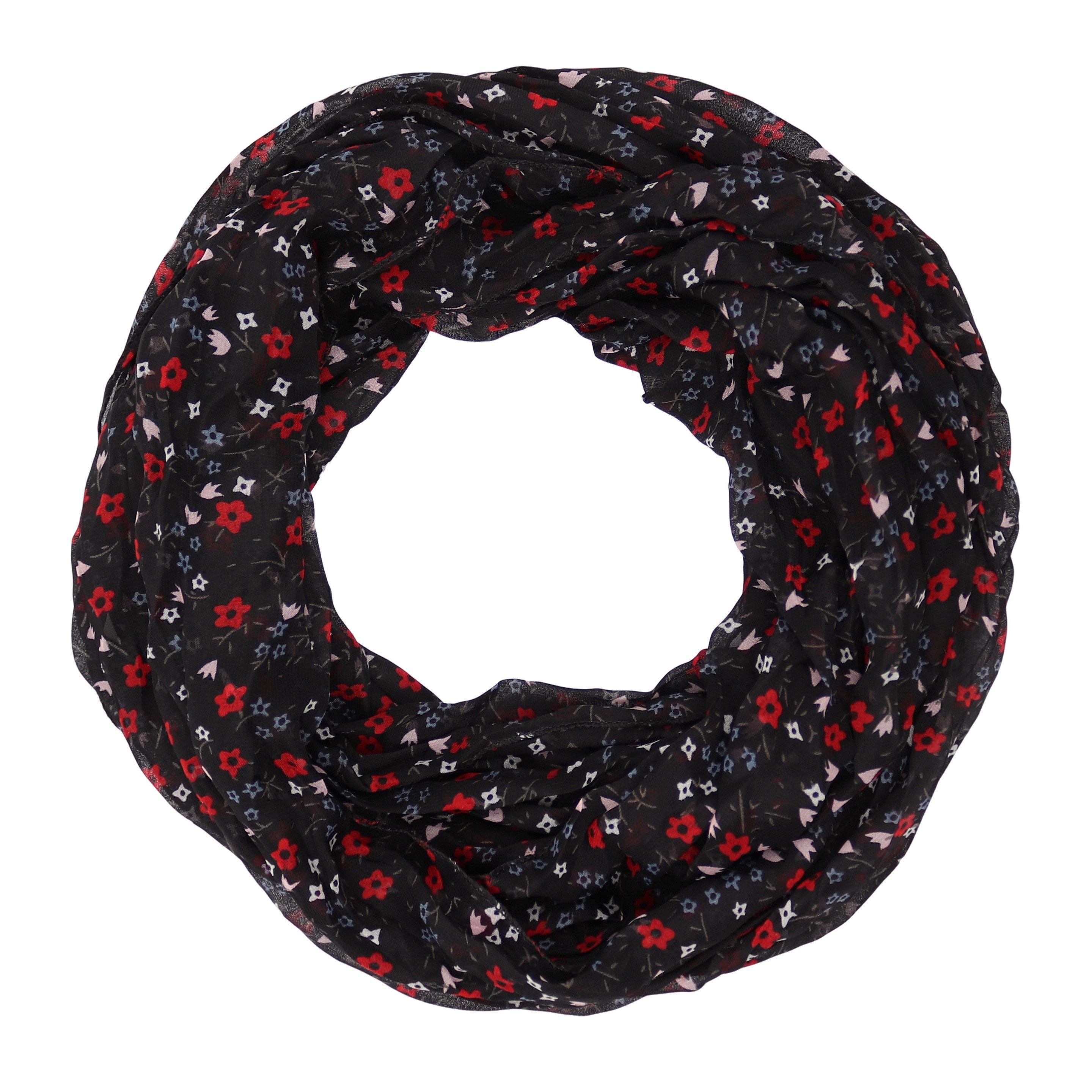 MIRROSI Loop Damen Schal mit Blümchen Muster ca. 45x78cm, Schlauchschal, (Zweimal um den Hals wickelbar), Damen Halstuch Stola ideal für Frühling,Sommer, Herbst