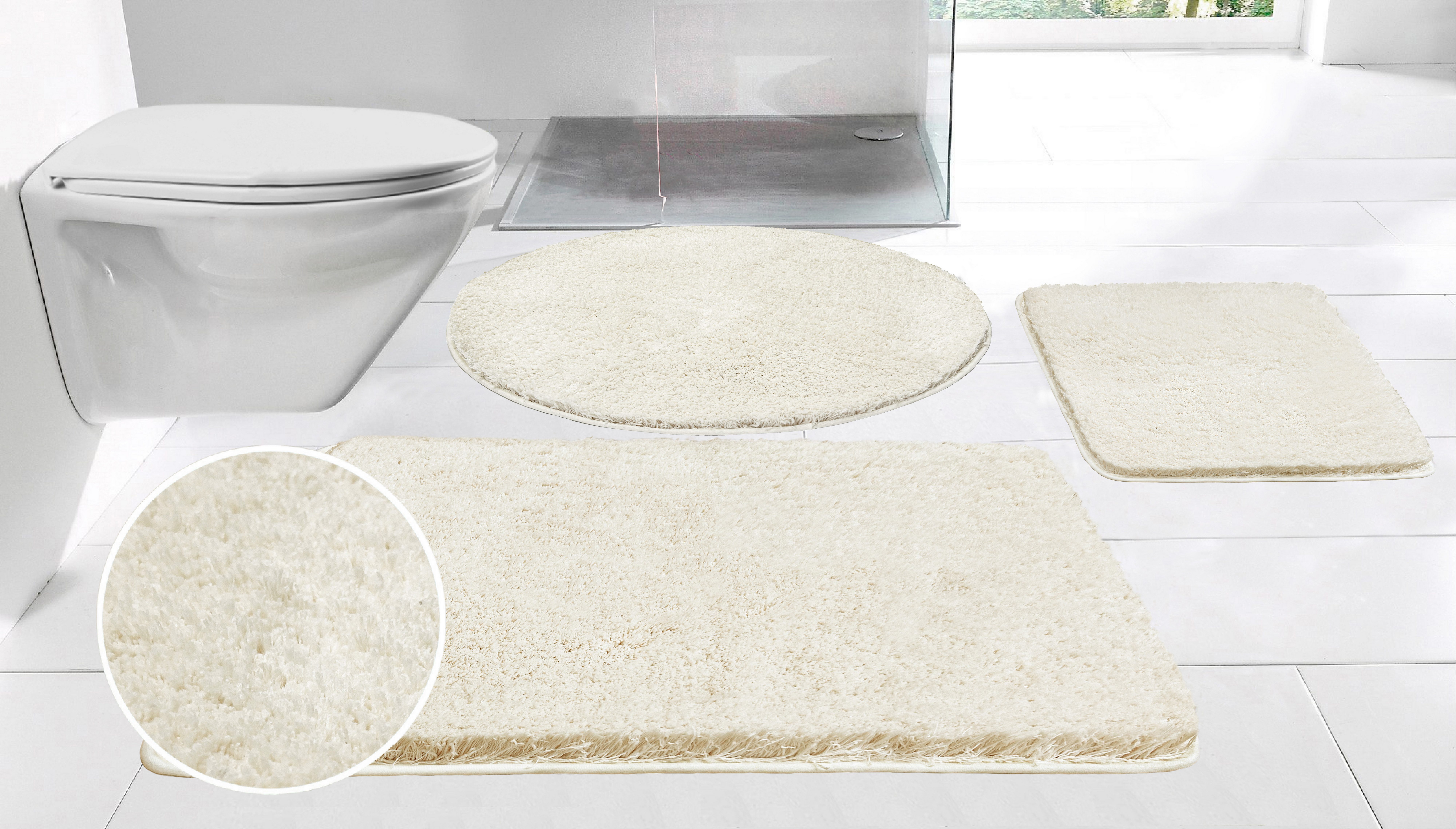 Möve Badematte Superwuschel, Badvorleger, Badezimmer Teppich, Höhe 40 mm, rutschhemmend beschichtet, schnell trocknend, strapazierfähig, fußbodenheizungsgeeignet, Polyester, rechteckig, Mikrofaser-Badematte, Badteppich, rechteckig, rund & als 3-tlg. Set