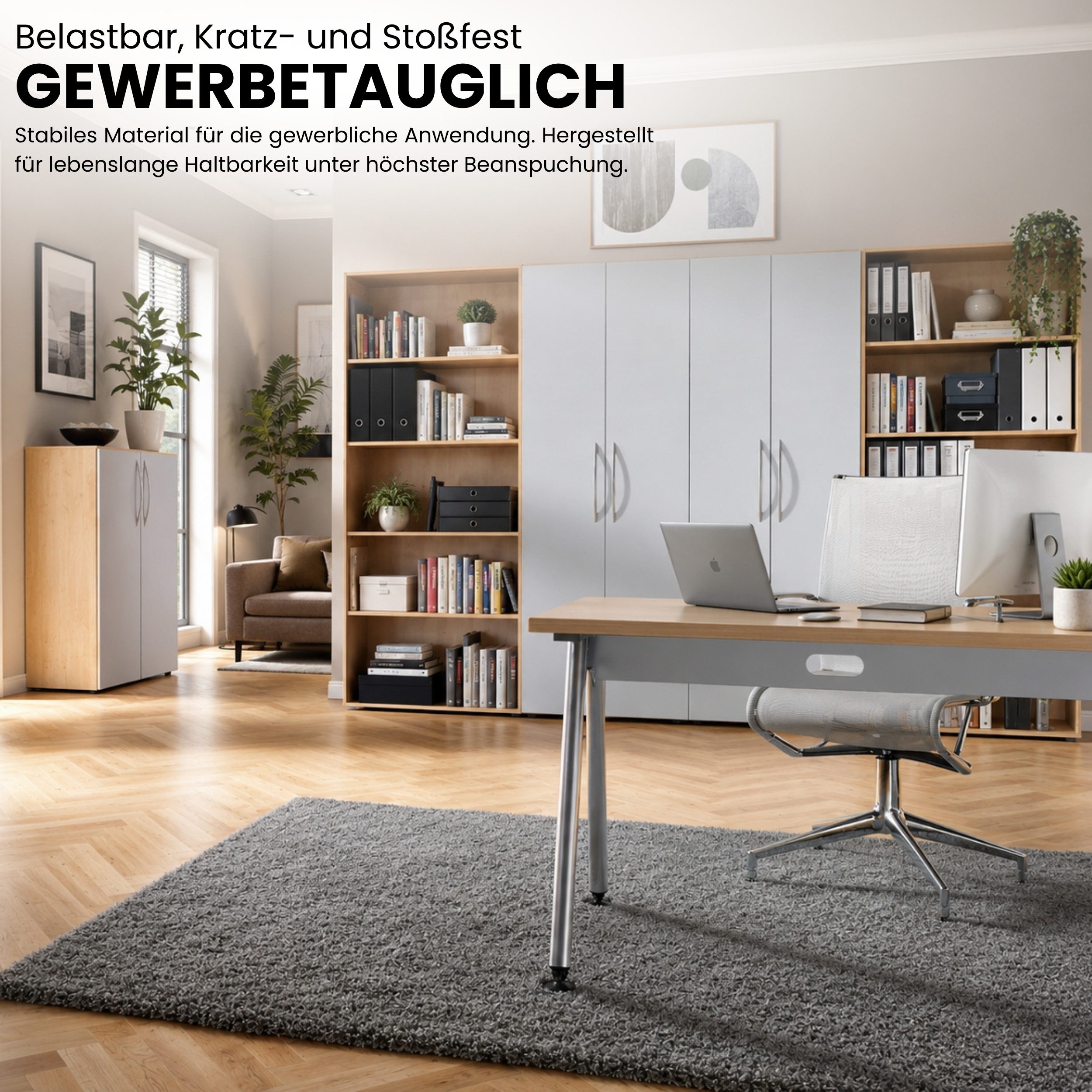 bümö Schreibtisch bümö Serie-A, Rechteck: 120 x 80 cm - Dekor: Grau