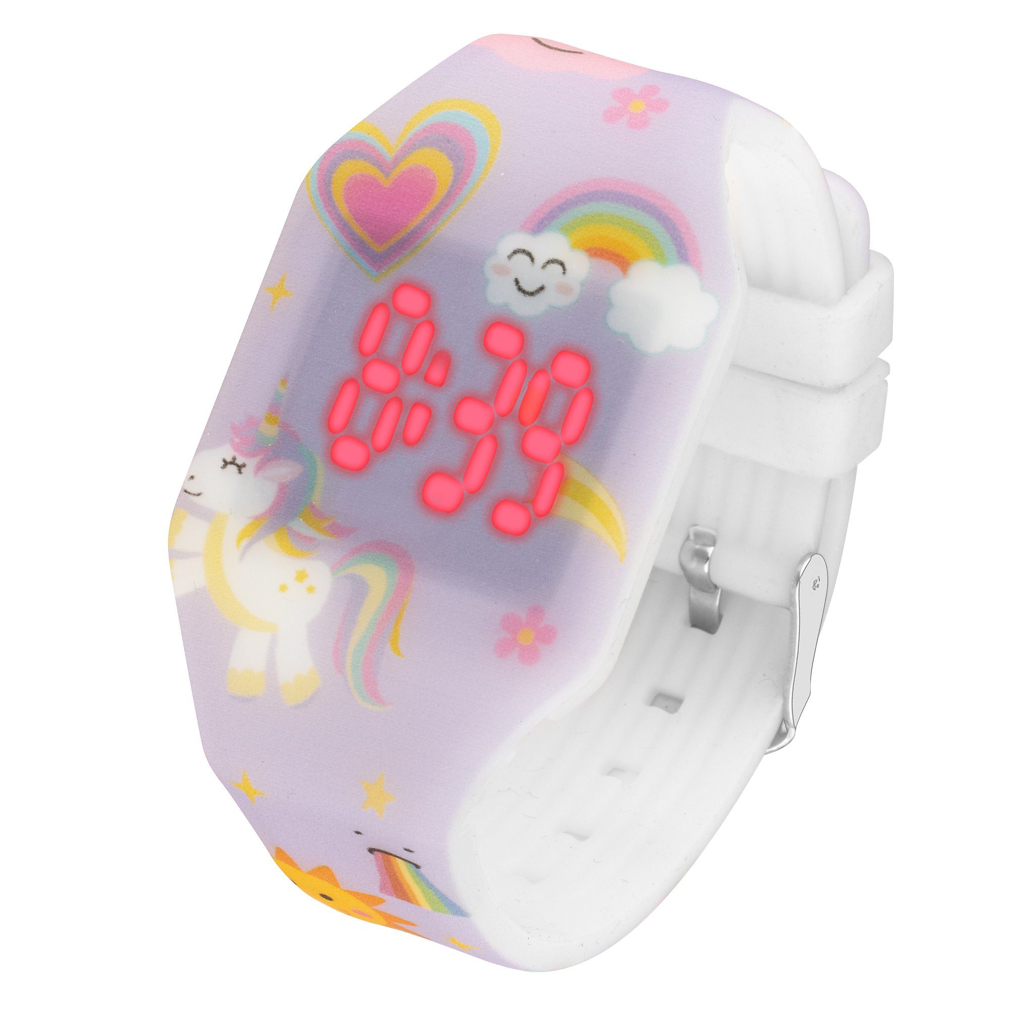 Quarzuhr Kinder Armbanduhr Silikon Einhorn Digital LED Uhr