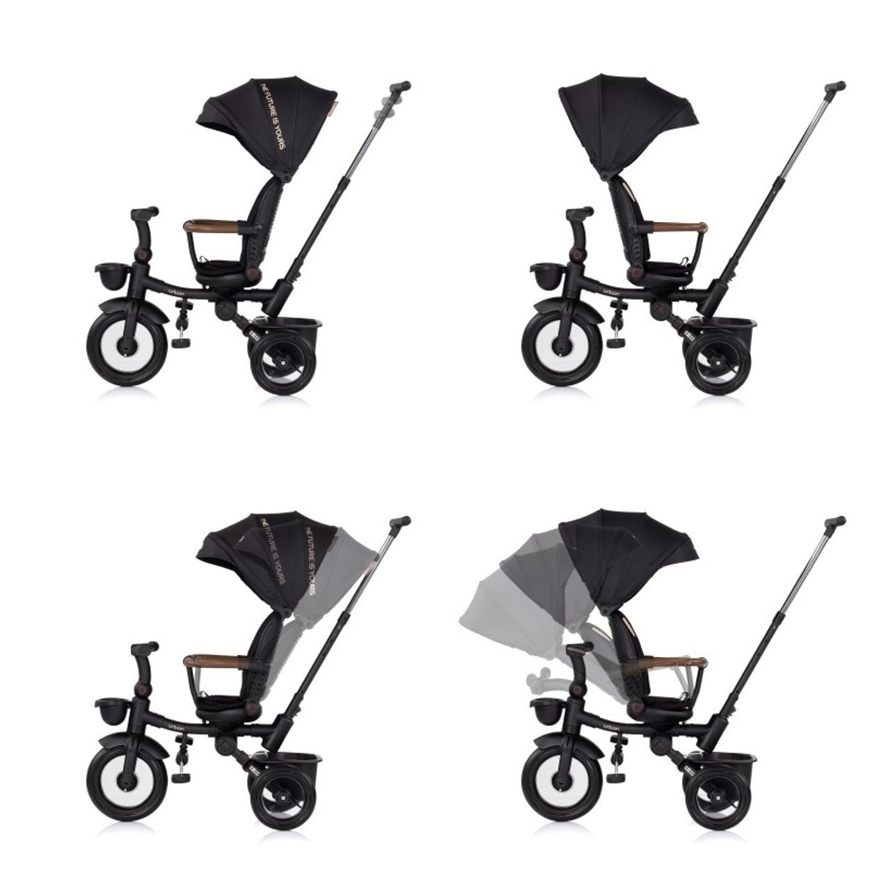 Chipolino Dreirad Urban, Lenker mit Licht, klappbar, 360° drehbarer Sitz, Korb, Schiebegriff