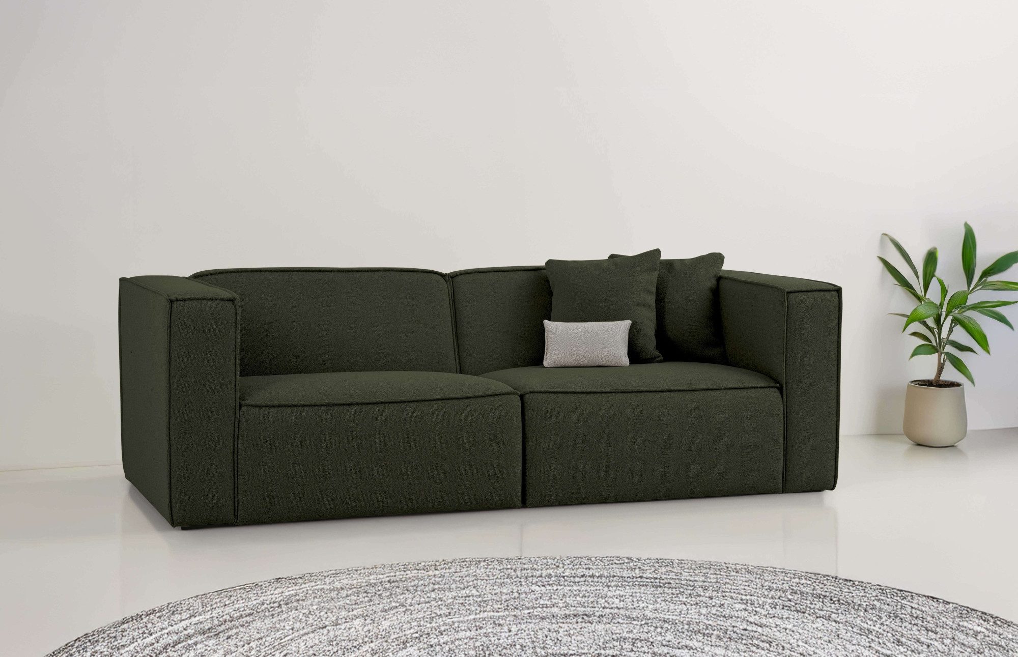 OTTO home 3-Sitzer Tammie, Breite 222 cm, Webstoff fein, bodentief, mit Wellenunterfederung