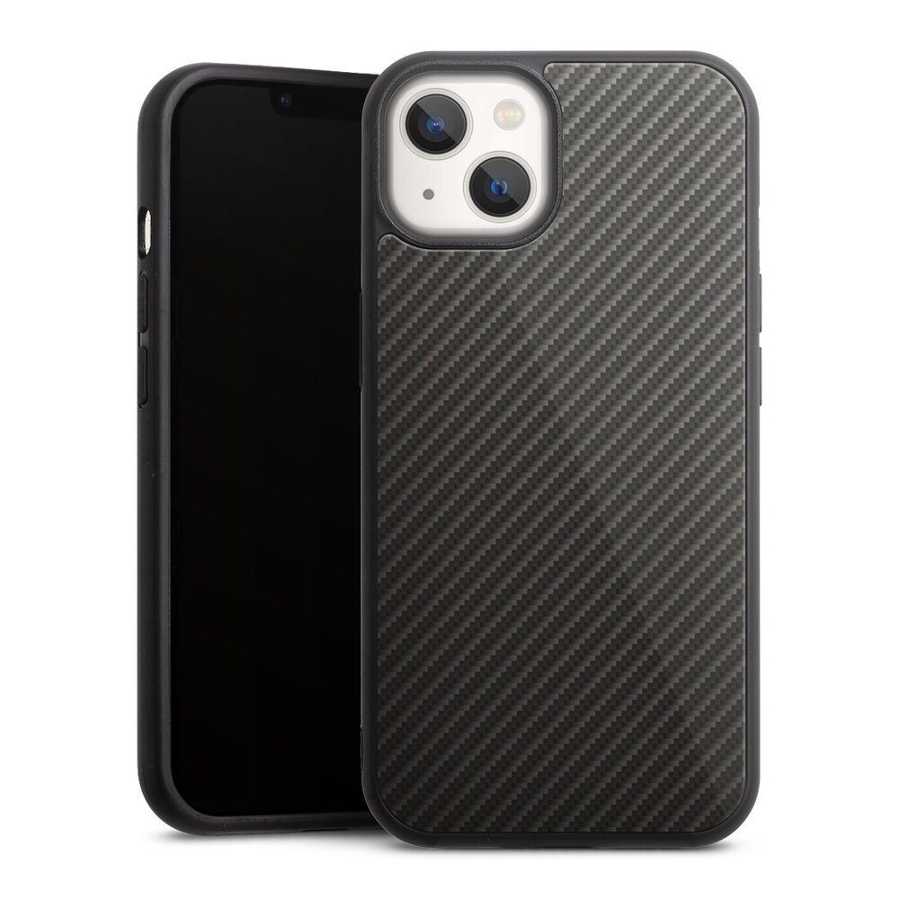 DeinDesign Handyhülle Metallic Look Muster Carbon Carbon, Apple iPhone 13 Gallery Case Glas Hülle Schutzhülle 9H Gehärtetes Glas
