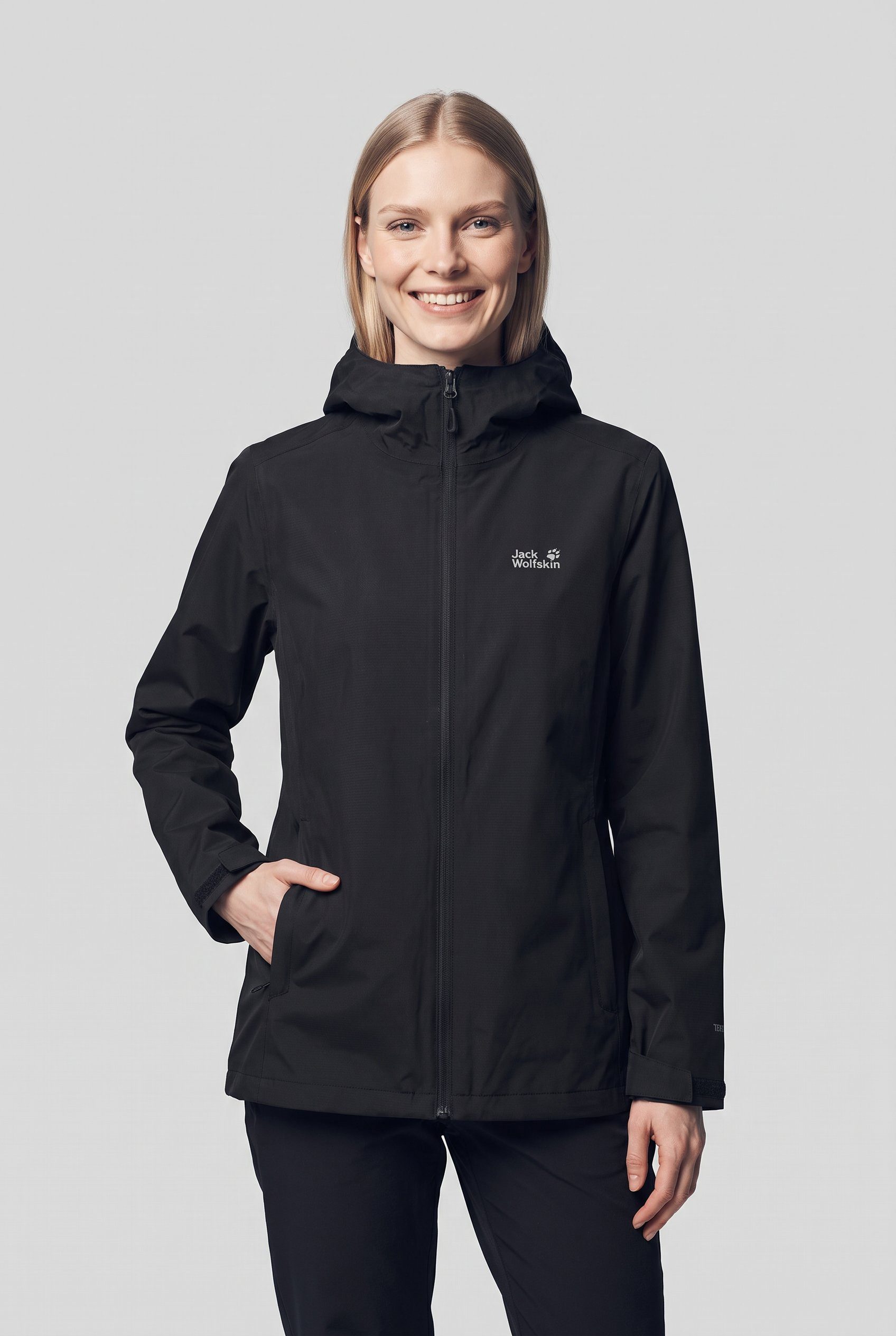 Jack Wolfskin Regenjacke OUTROVERT 2L JKT W mit Kapuze, wasserdicht, atmungsaktiv