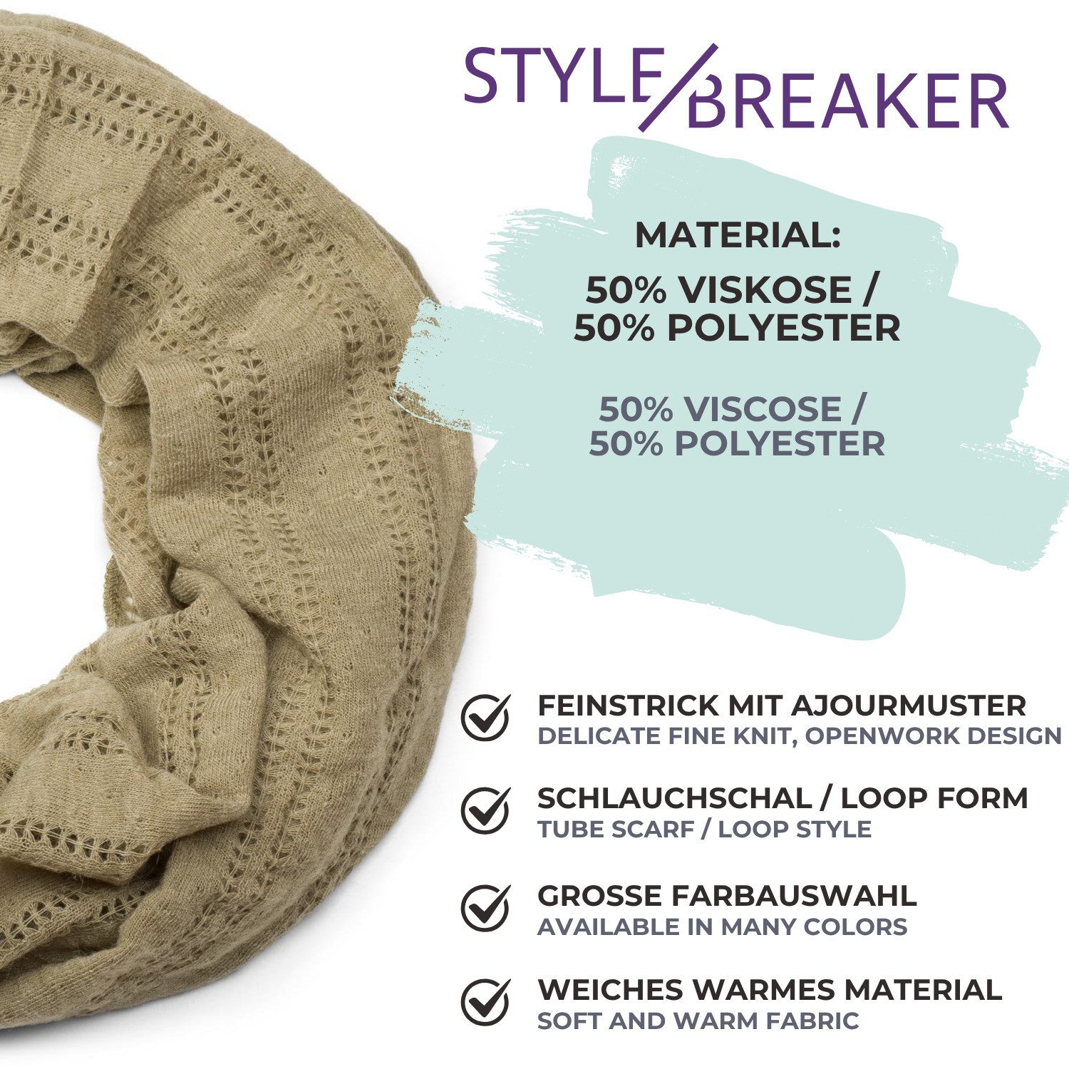 styleBREAKER Loop Feinstrick Loop mit Lochmuster, (1-St)