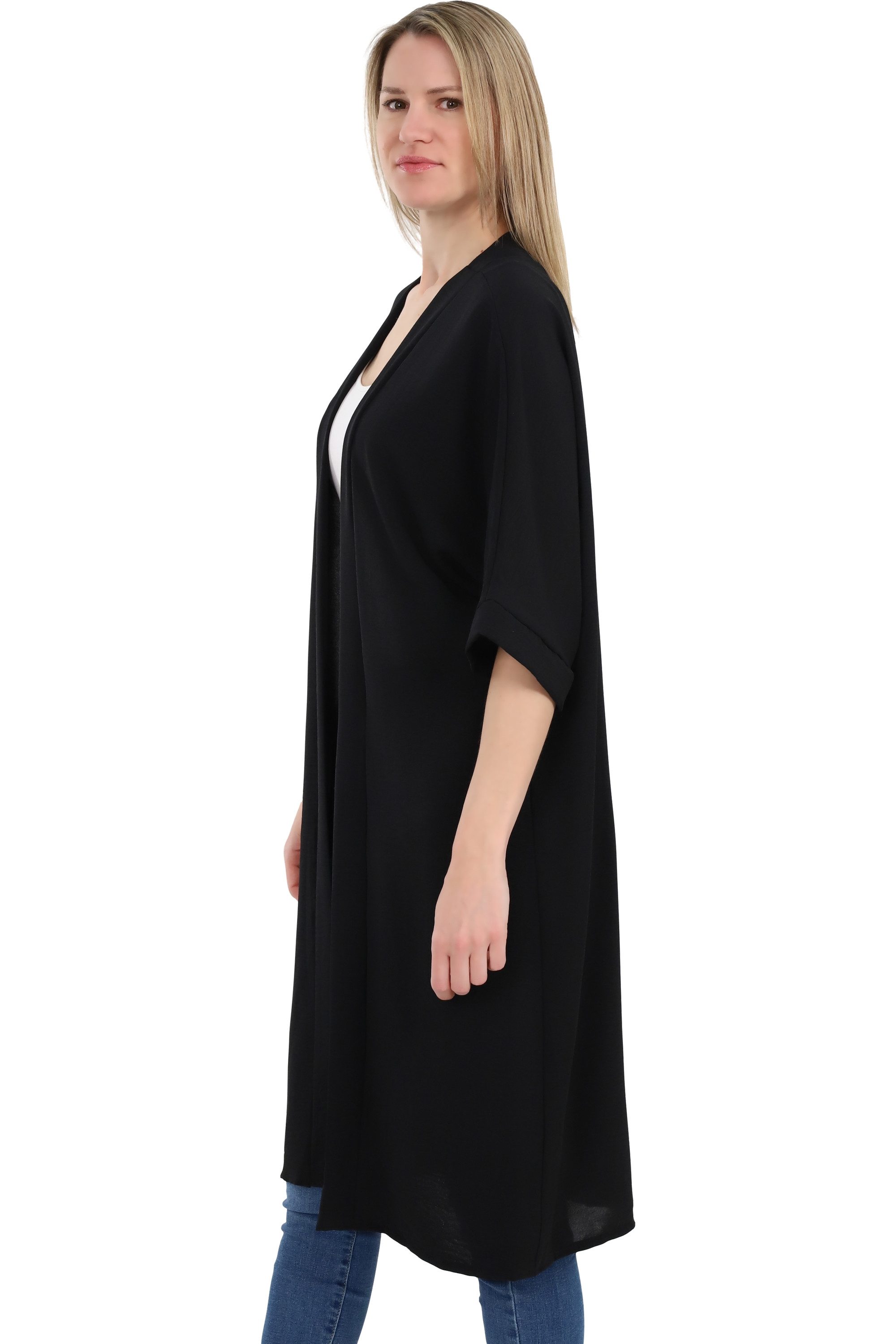 malito more than fashion Cardigan malito Damen Kimono 2342 Kimono Sommer Strand Cover up mit extraweiten Ärmeln Einheitsgröße