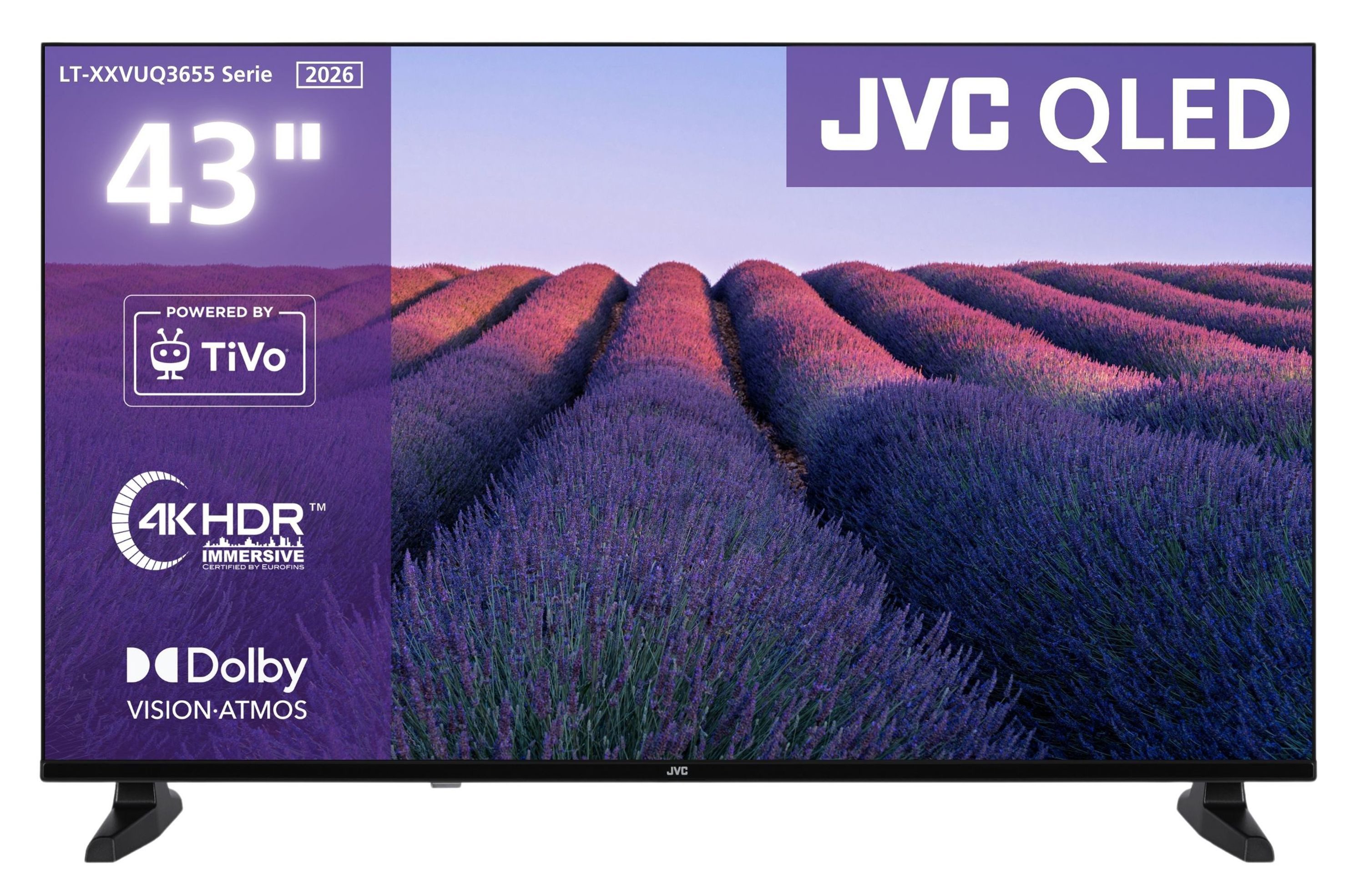 JVC LT-43VUQ3655 QLED-Fernseher (108 cm/43 Zoll, 4K Ultra HD, Smart TV powered by TiVo, Smart TV by TiVo, Dolby Vision HDR, Dolby Atmos, Triple-Tuner)