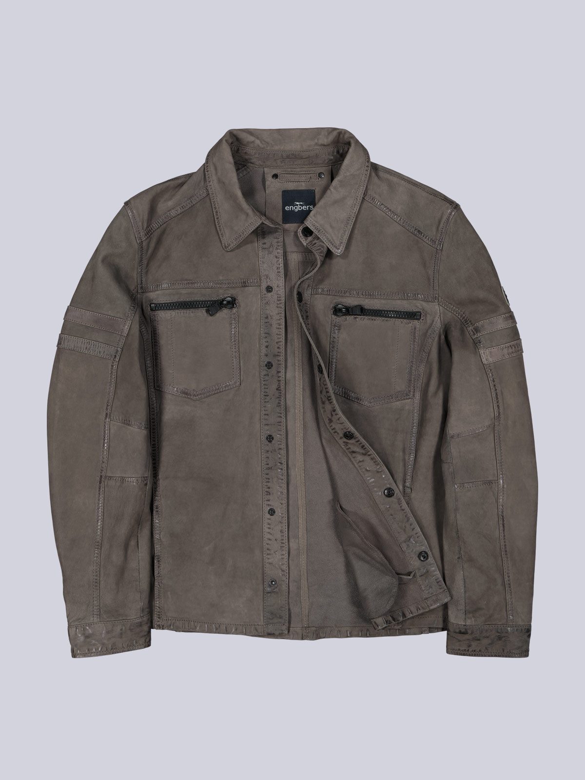 Engbers Lederjacke Herren Lederjacke regular, Grau