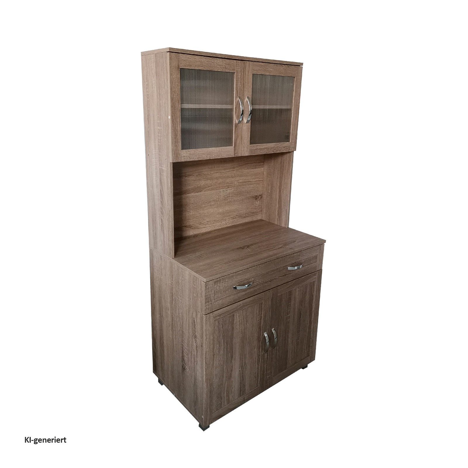HTI-Living Hochschrank Küchenbuffet mit Glasteil Sonoma Blanca (Stück, 1-St., 1 Schrank) Küchenschrank Hochschrank – Bild 2 von 5